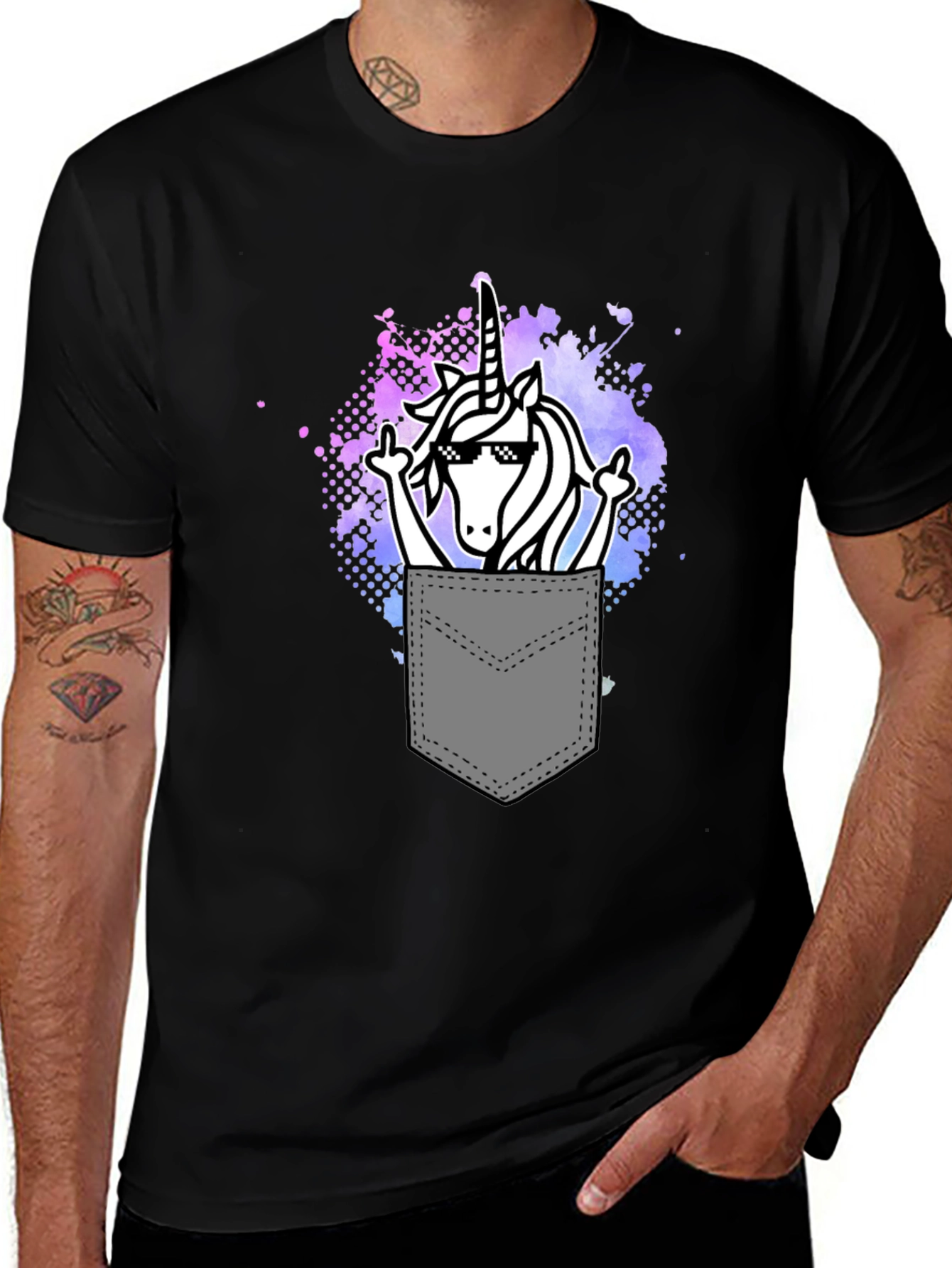 Unicorn Pocket T-Shirt Funny Graphic Tee