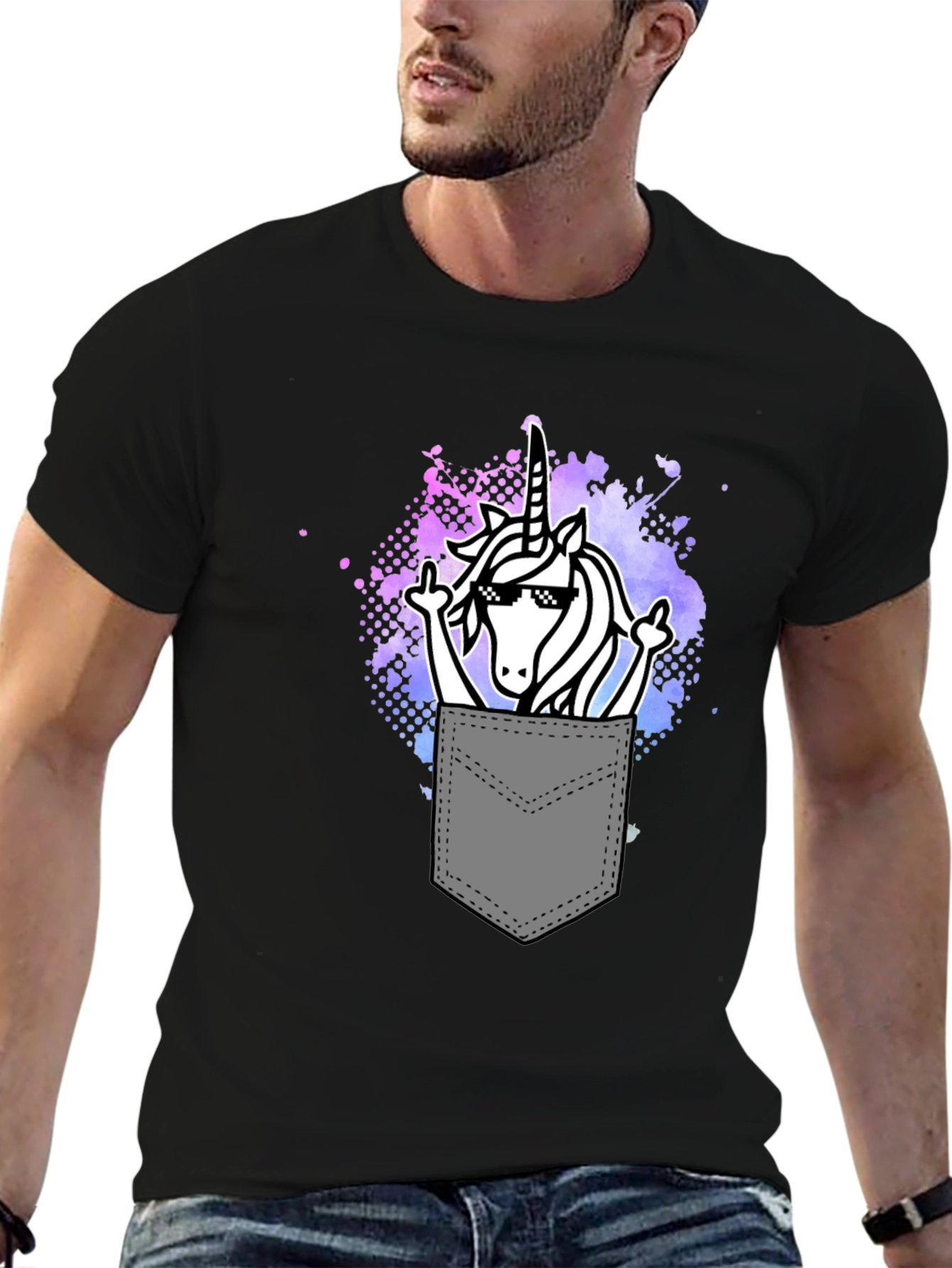 Unicorn Pocket T-Shirt Funny Graphic Tee