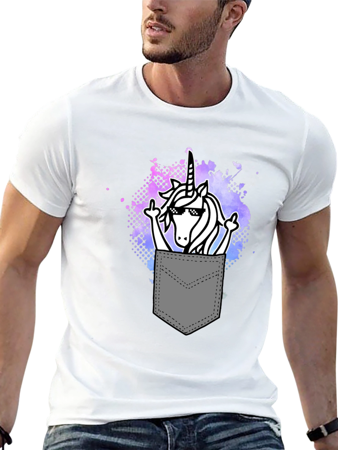 Unicorn Pocket T-Shirt Funny Graphic Tee
