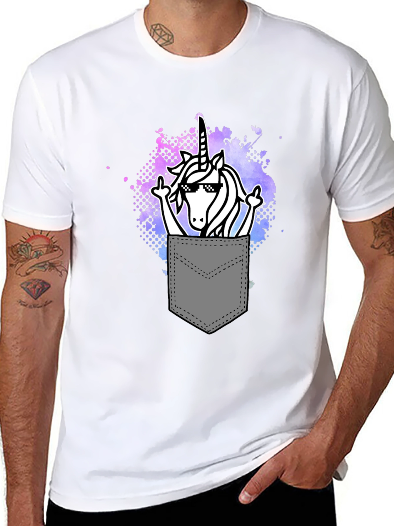 Unicorn Pocket T-Shirt Funny Graphic Tee