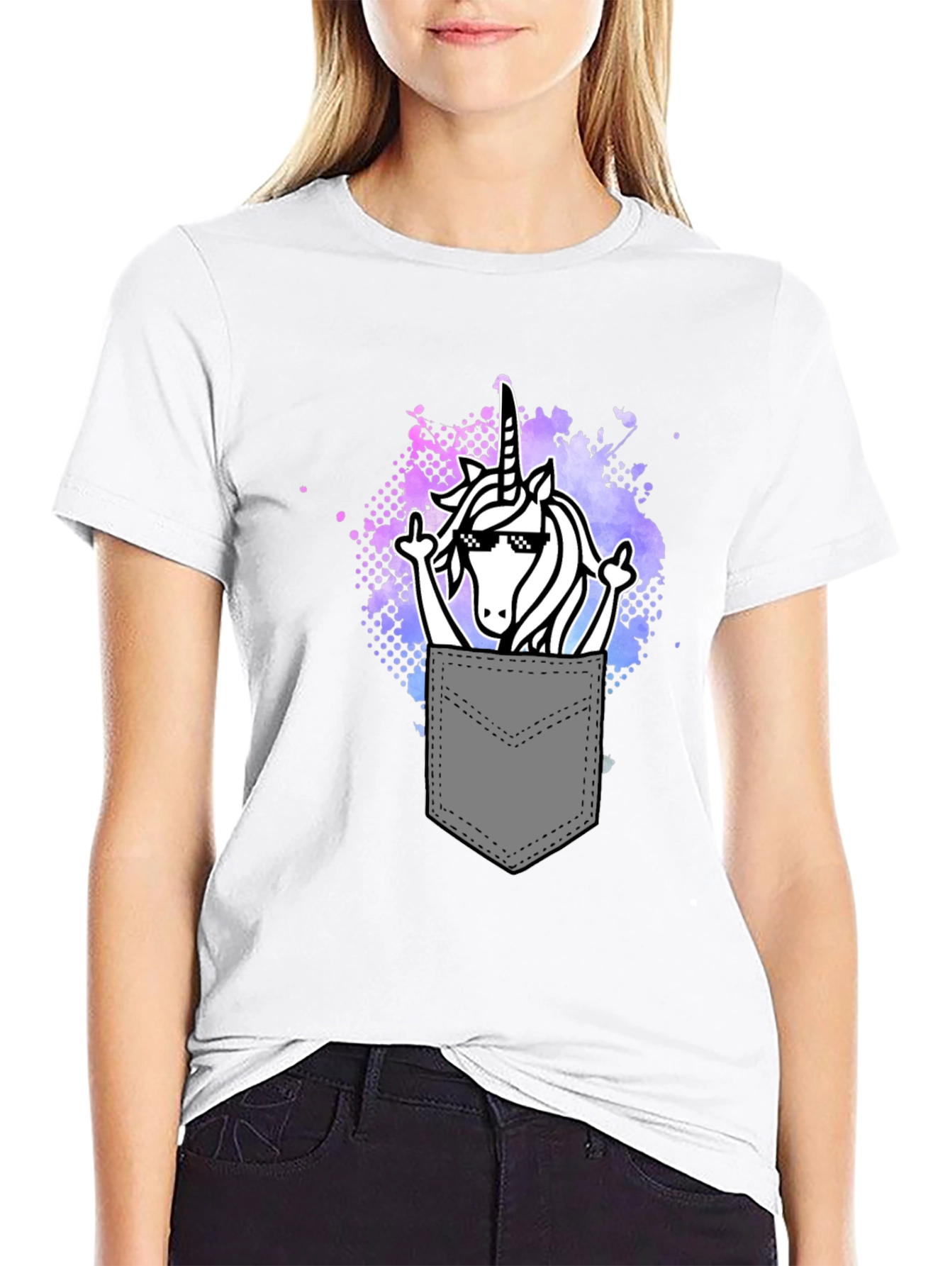Unicorn Pocket T-Shirt Funny Graphic Tee