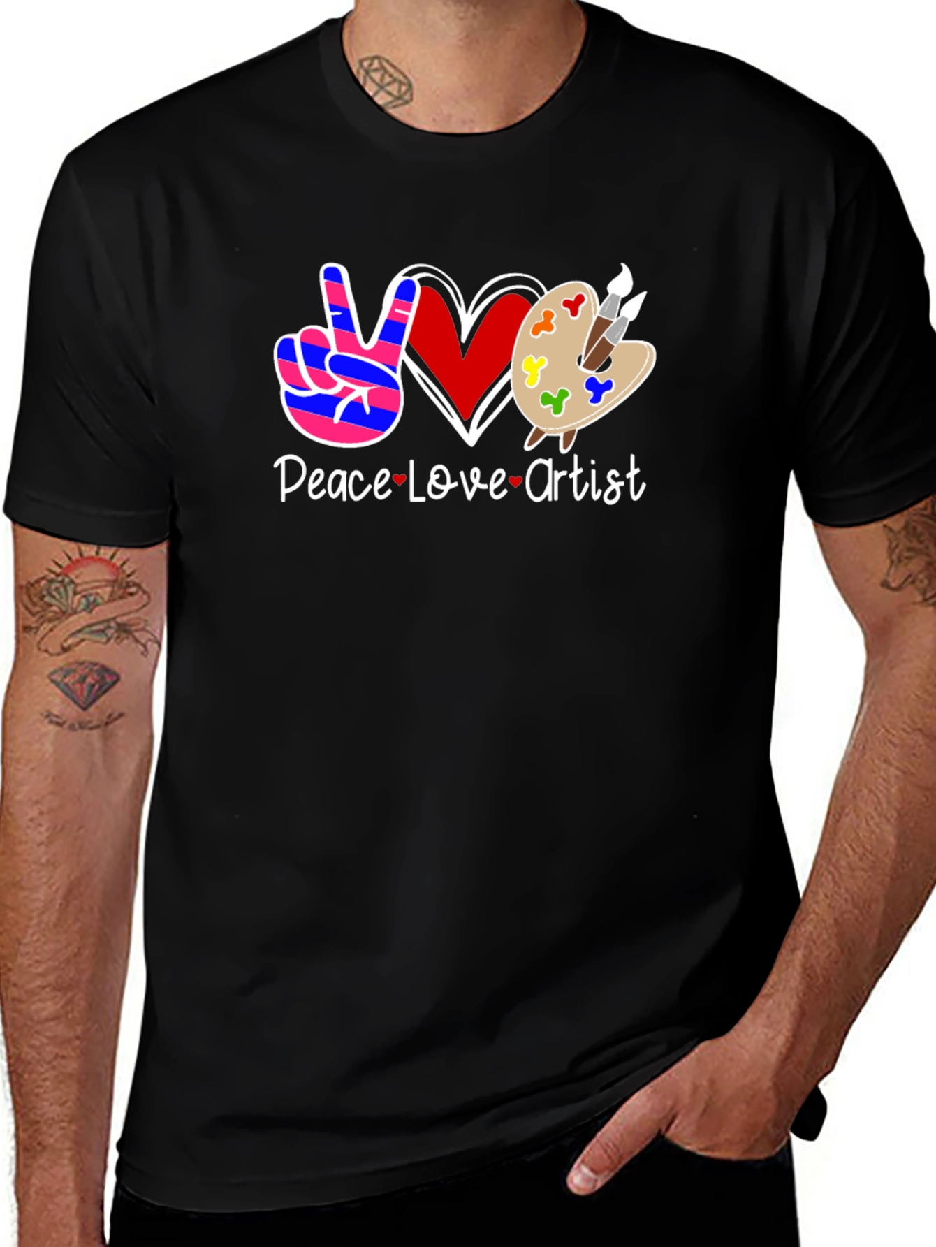 Peace Love Artist Graphic Tee - Black T-Shirt