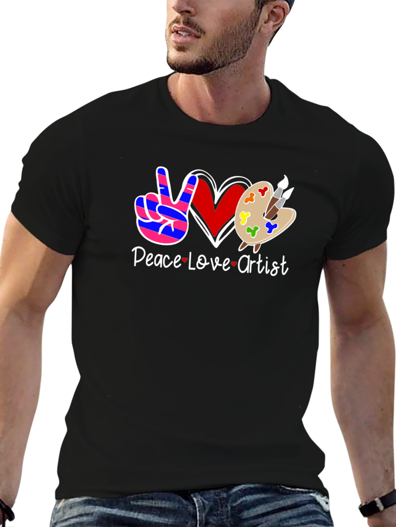 Peace Love Artist Graphic Tee - Black T-Shirt