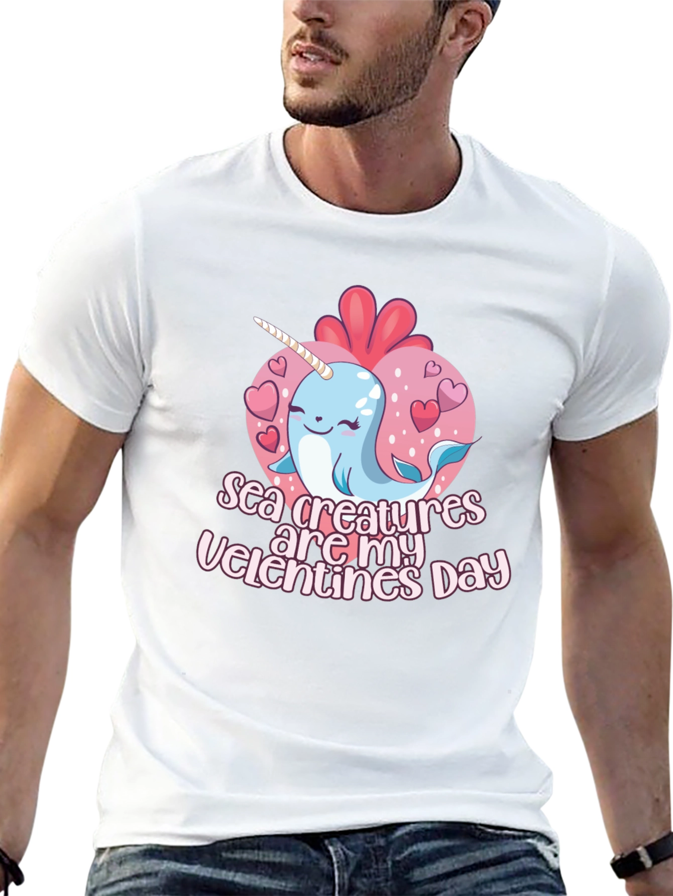 Sea Creatures Are My Valentines Day Black T-Shirt