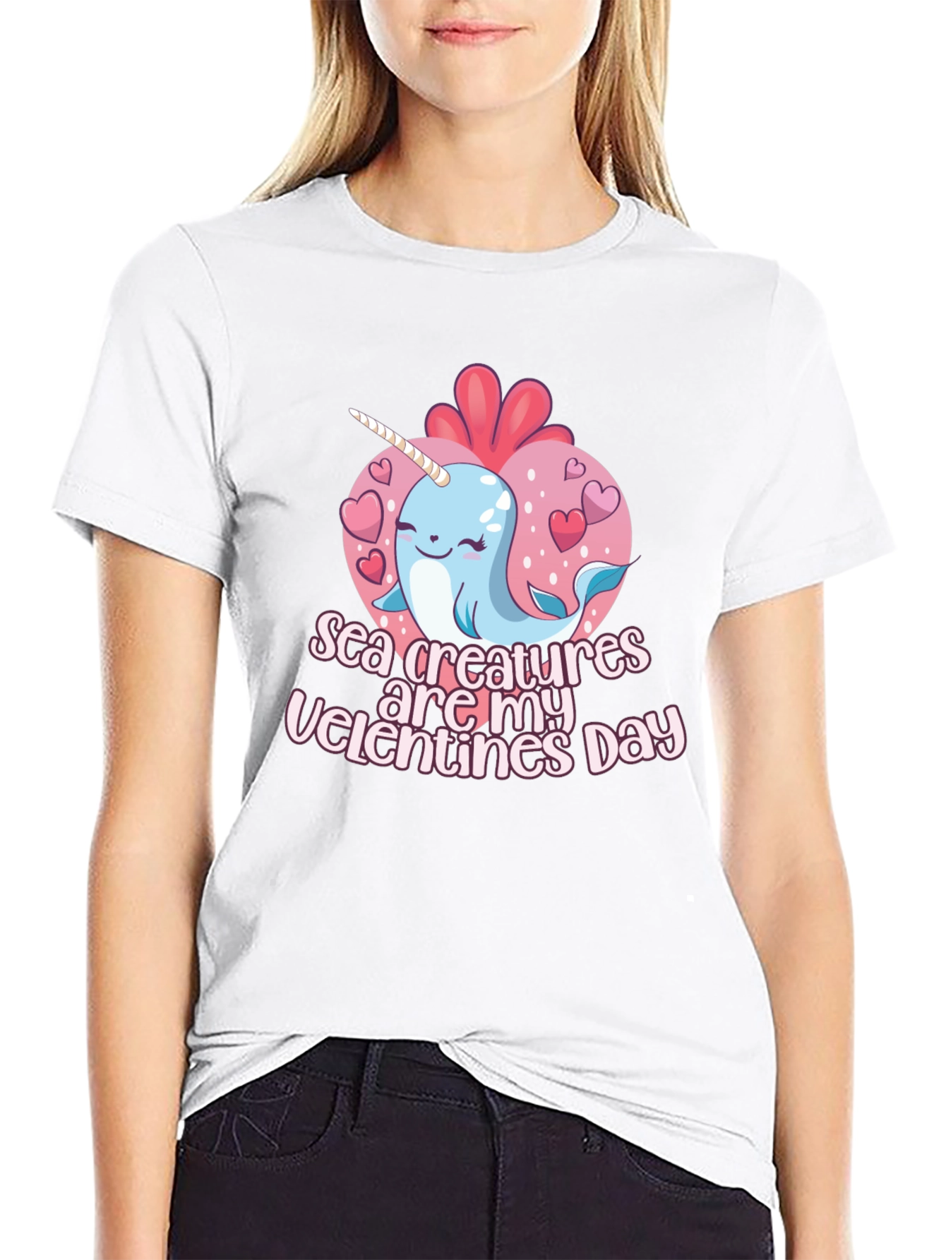 Sea Creatures Are My Valentines Day Black T-Shirt