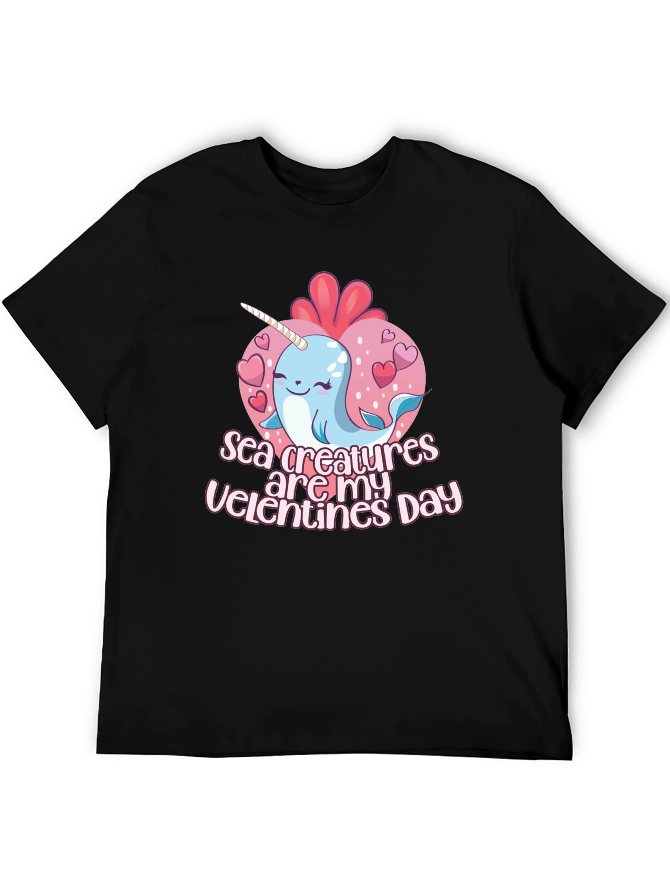 Sea Creatures Are My Valentines Day Black T-Shirt