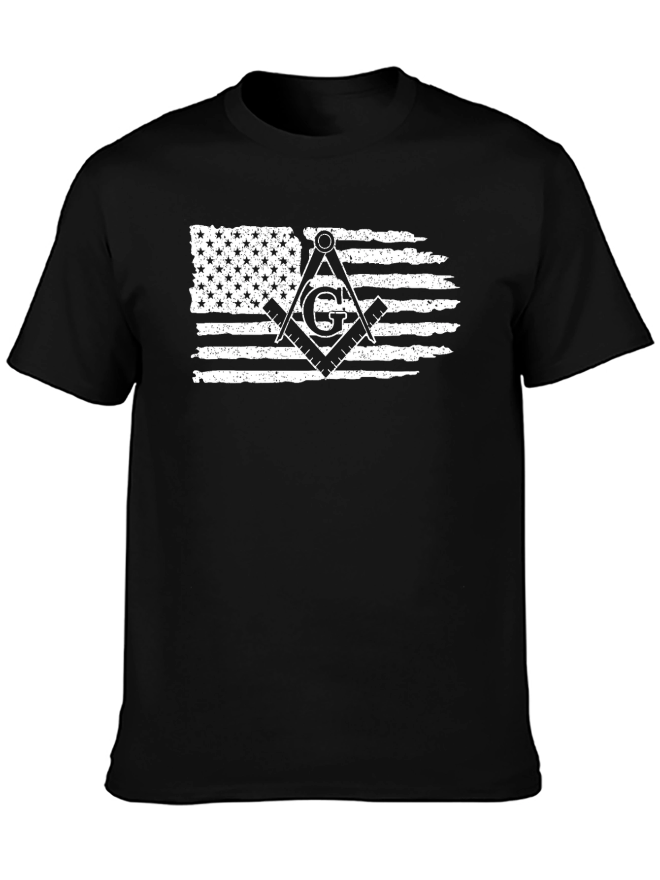 Patriotic Masonic T-Shirt - USA Flag & Square Compass