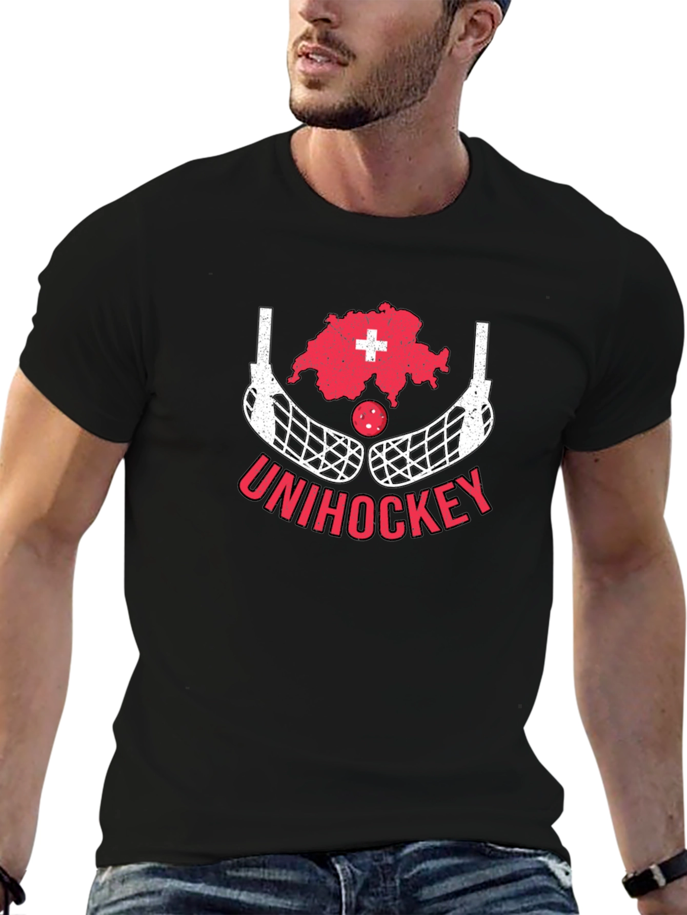 Unihockey Switzerland Map T-Shirt