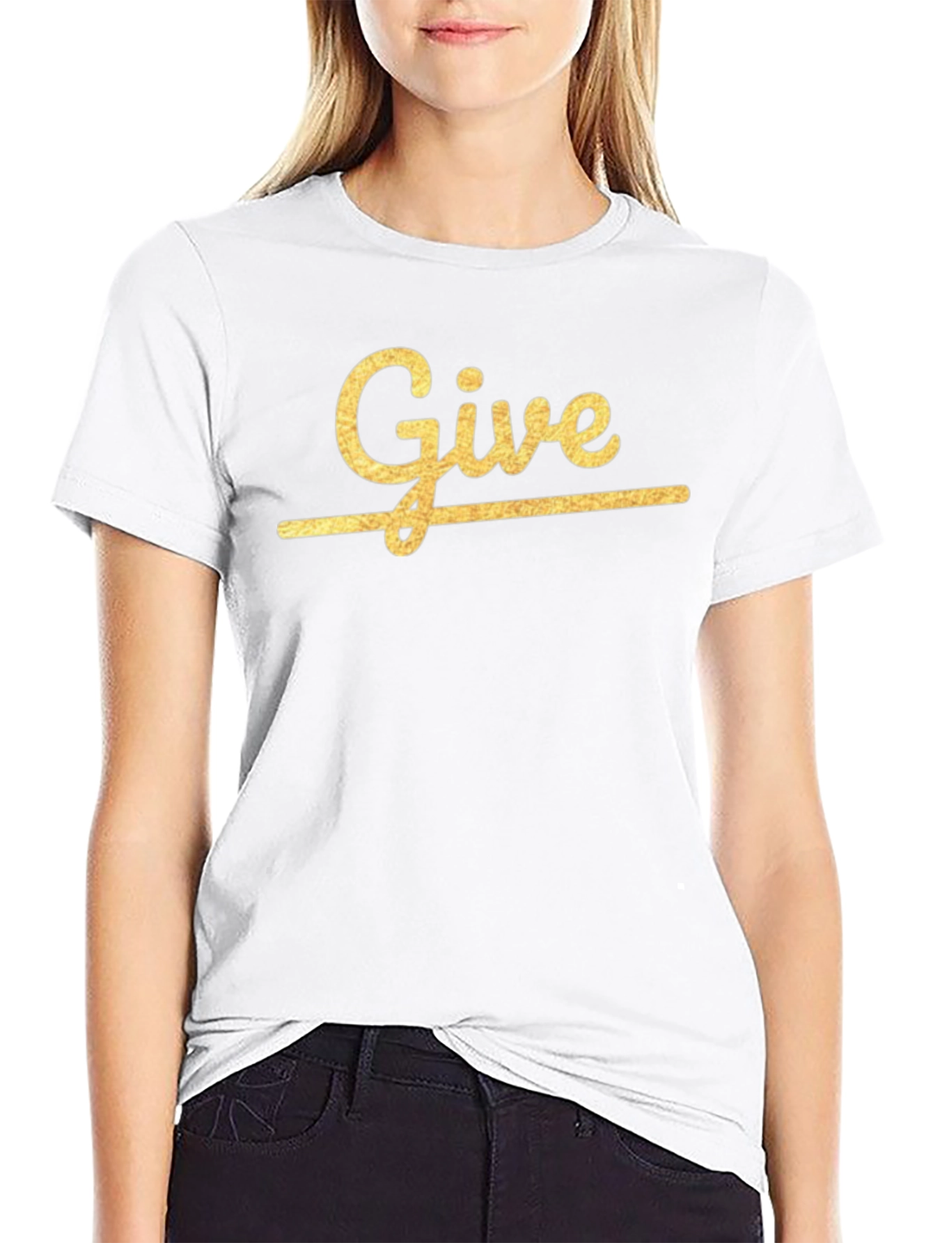 Give Graphic Print Black Cotton T-Shirt