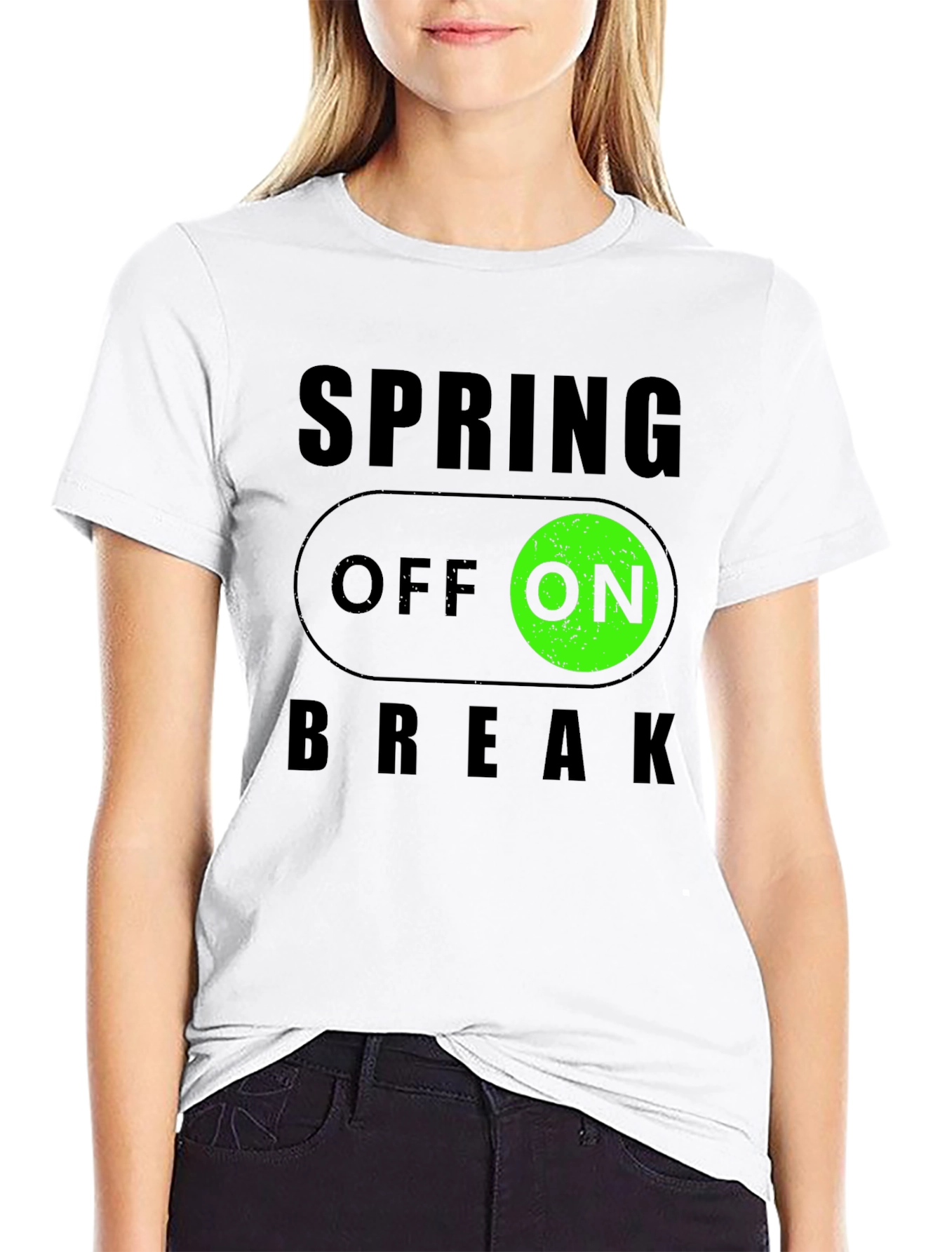 Spring Break ON/OFF Black Graphic T-Shirt