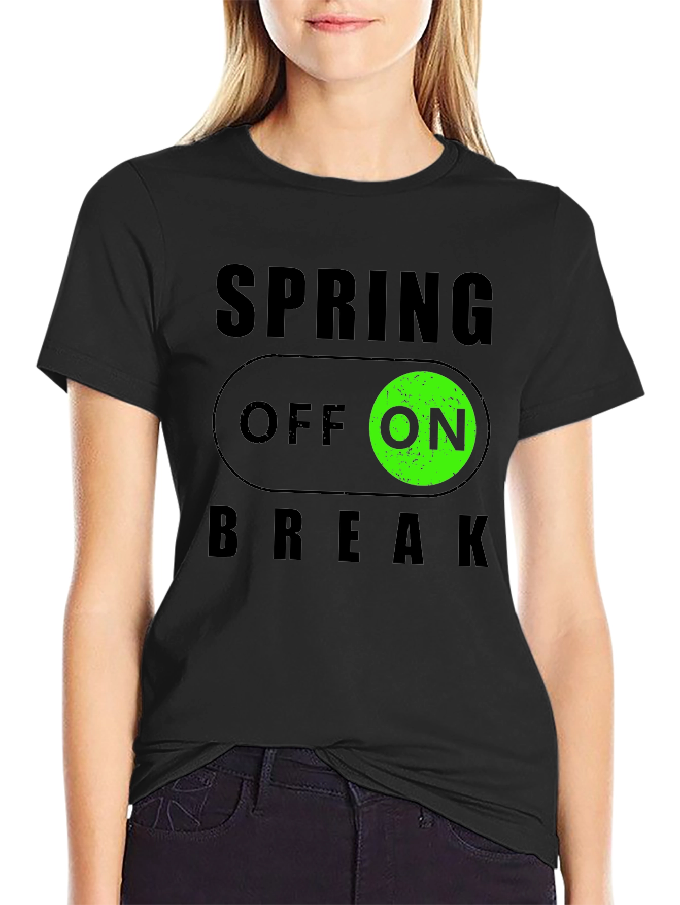 Spring Break ON/OFF Black Graphic T-Shirt