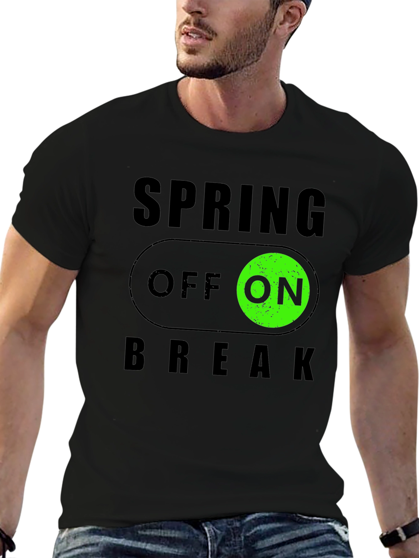 Spring Break ON/OFF Black Graphic T-Shirt