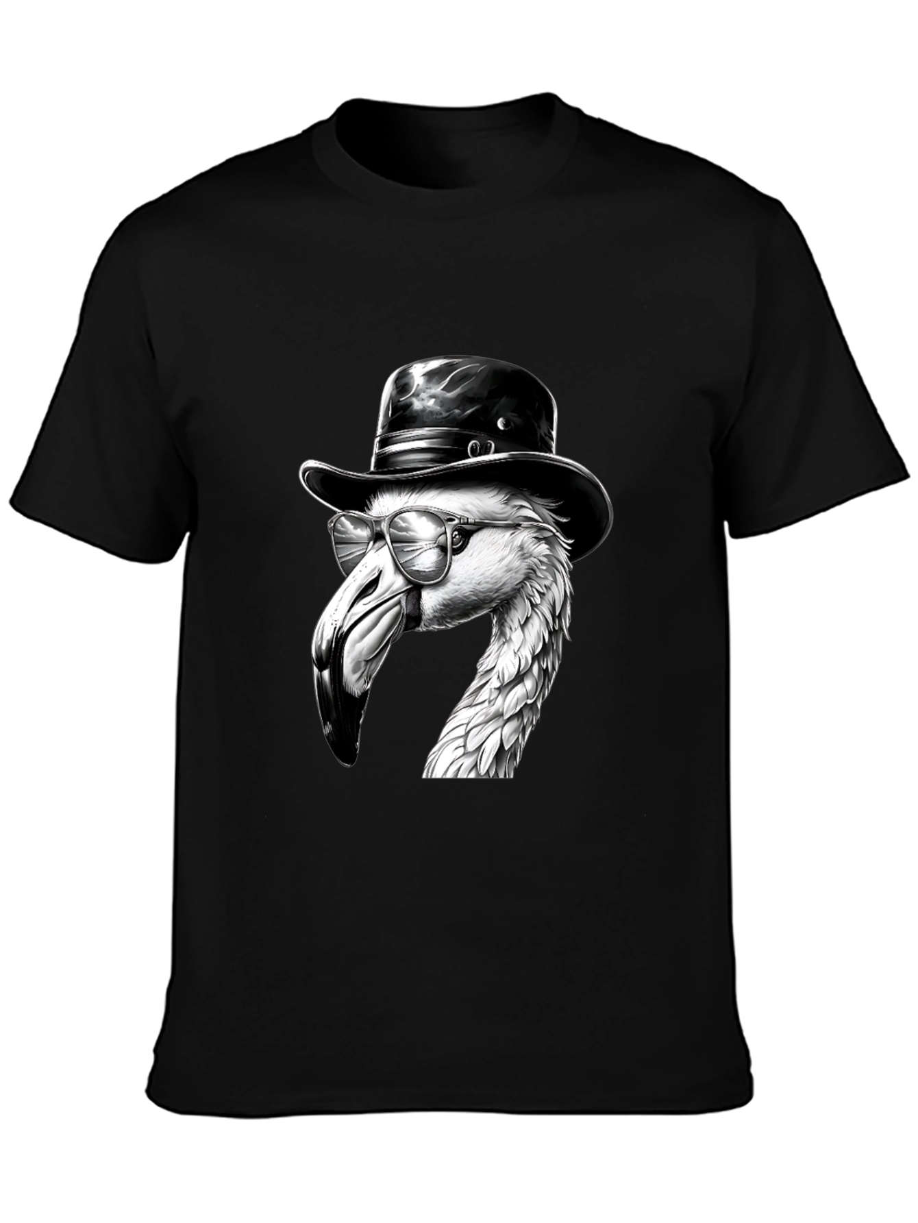 Flamingo Fedora Tee - Cool Bird Graphic T-Shirt