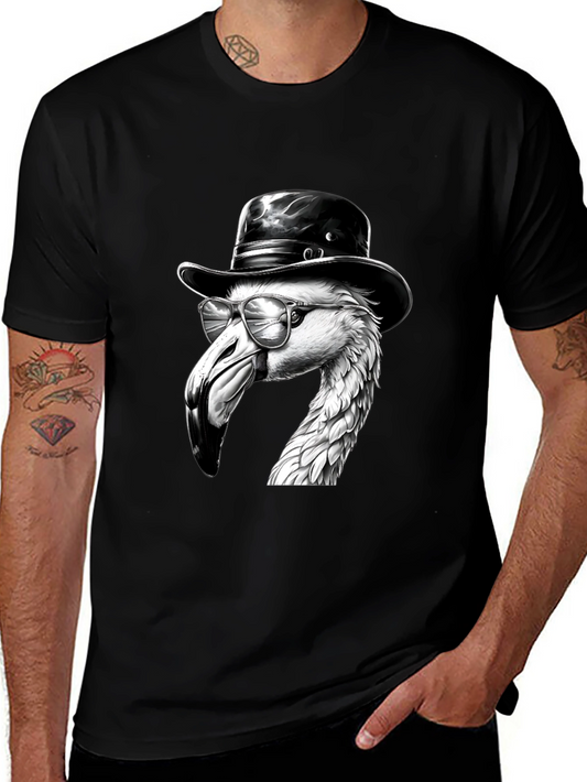 Flamingo Fedora Tee - Cool Bird Graphic T-Shirt