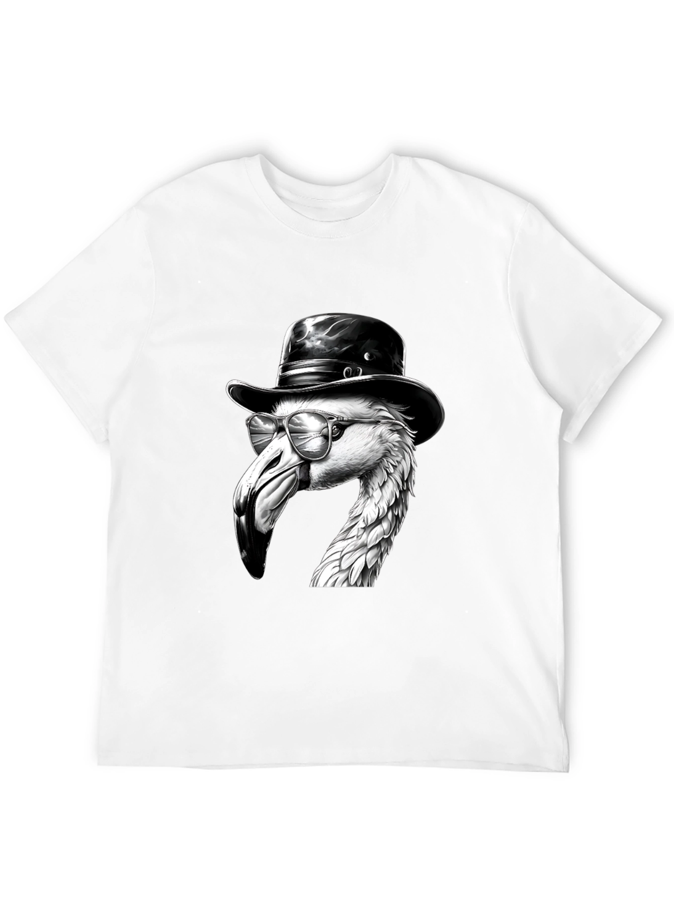 Flamingo Fedora Tee - Cool Bird Graphic T-Shirt