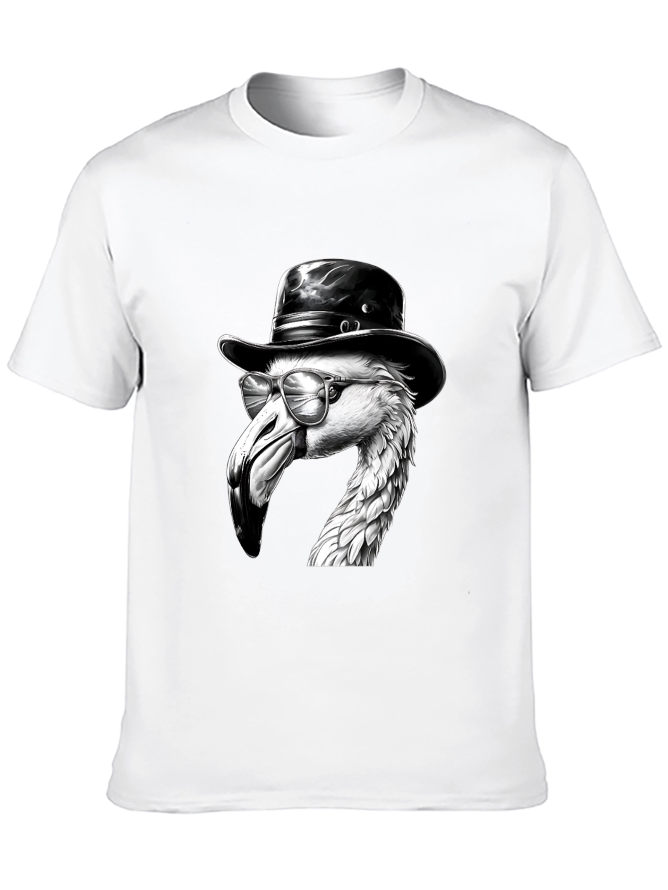Flamingo Fedora Tee - Cool Bird Graphic T-Shirt