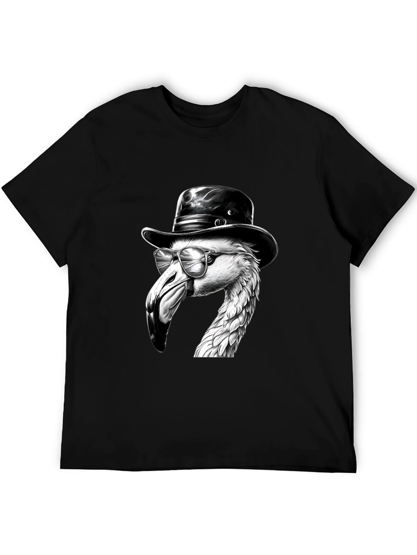 Flamingo Fedora Tee - Cool Bird Graphic T-Shirt
