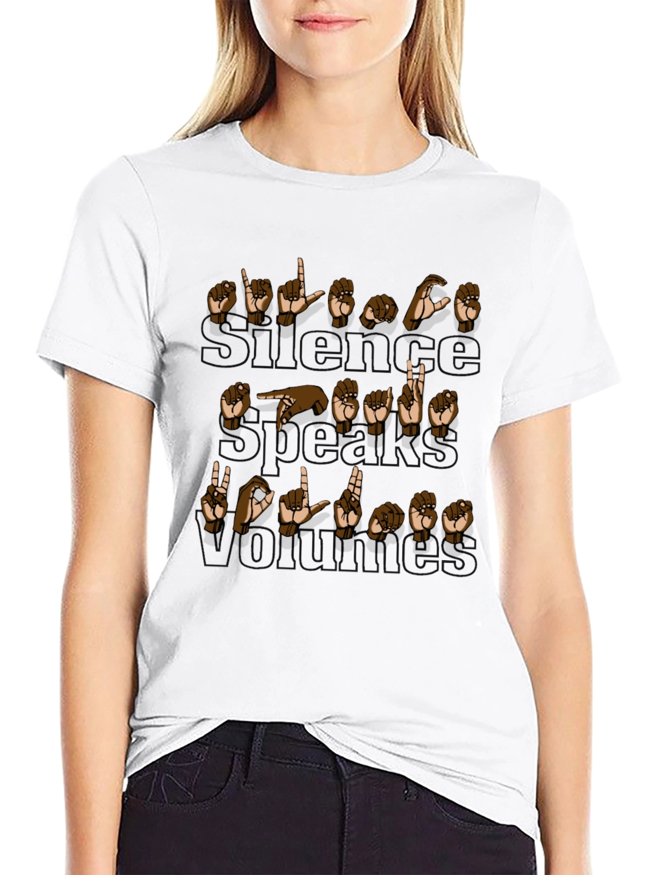 ASL Sign Language Spread Good Things Black Graphic Tee