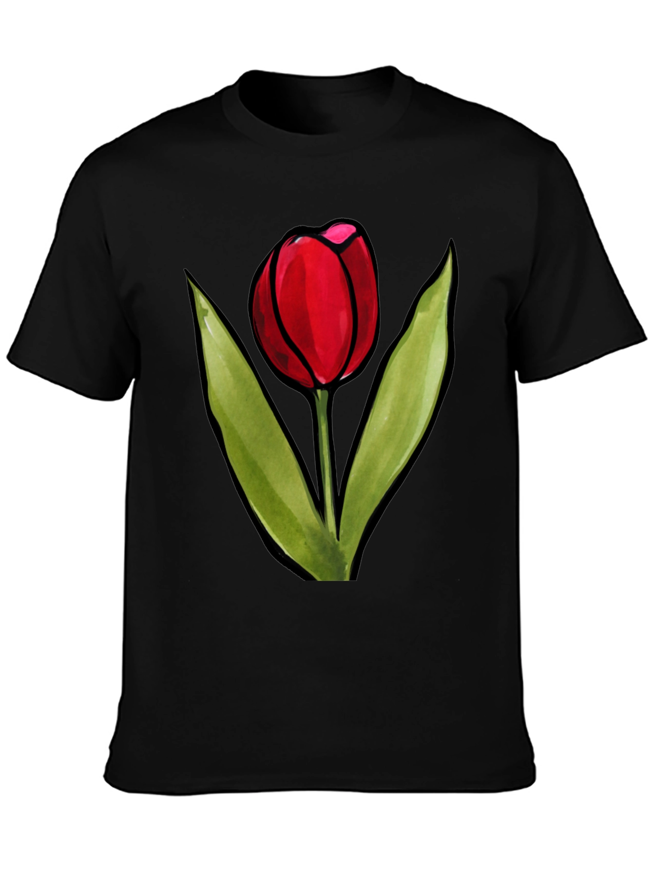 Tulip Graphic Tee - Stylish Black T-Shirt
