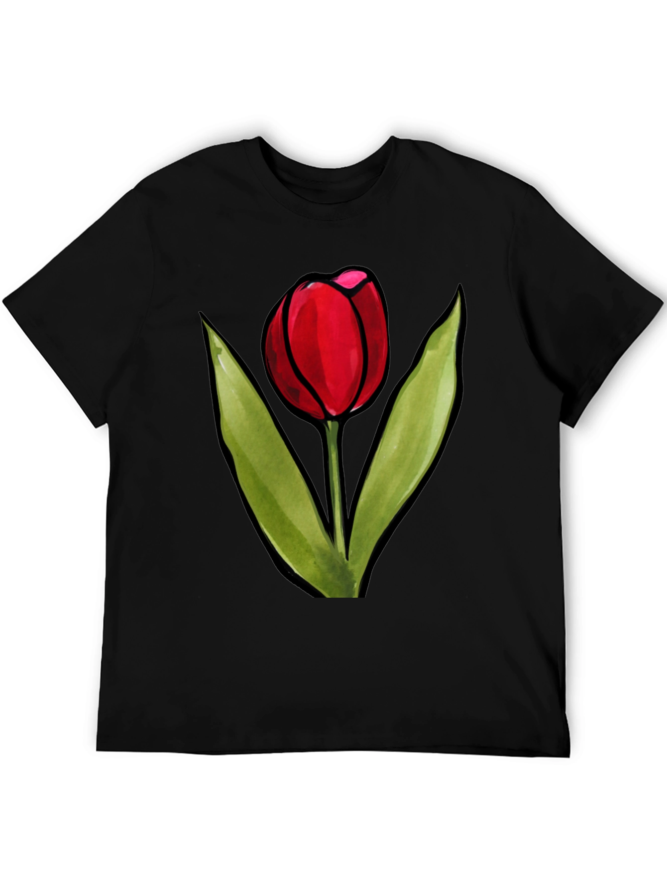 Tulip Graphic Tee - Stylish Black T-Shirt