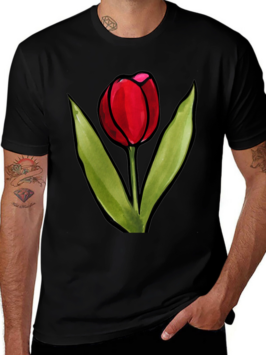 Tulip Graphic Tee - Stylish Black T-Shirt