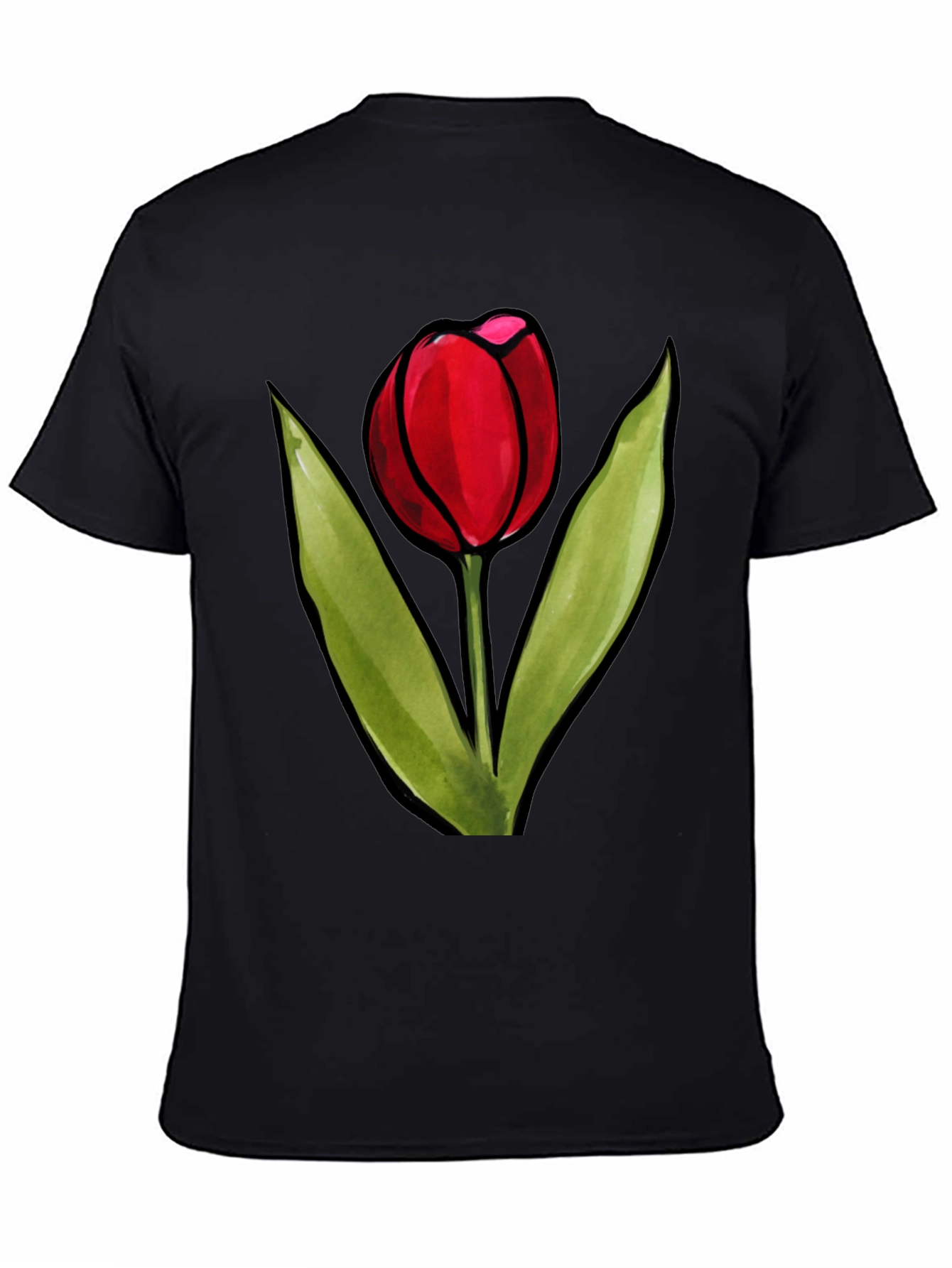 Tulip Graphic Tee - Stylish Black T-Shirt