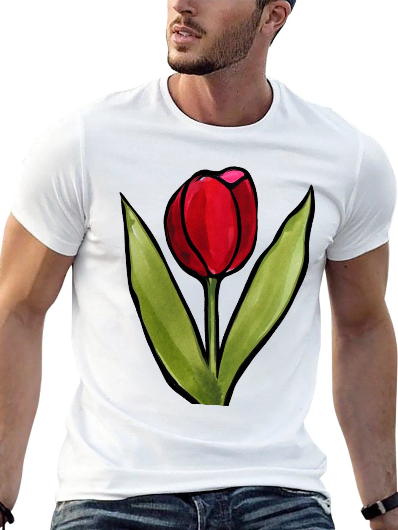 Tulip Graphic Tee - Stylish Black T-Shirt