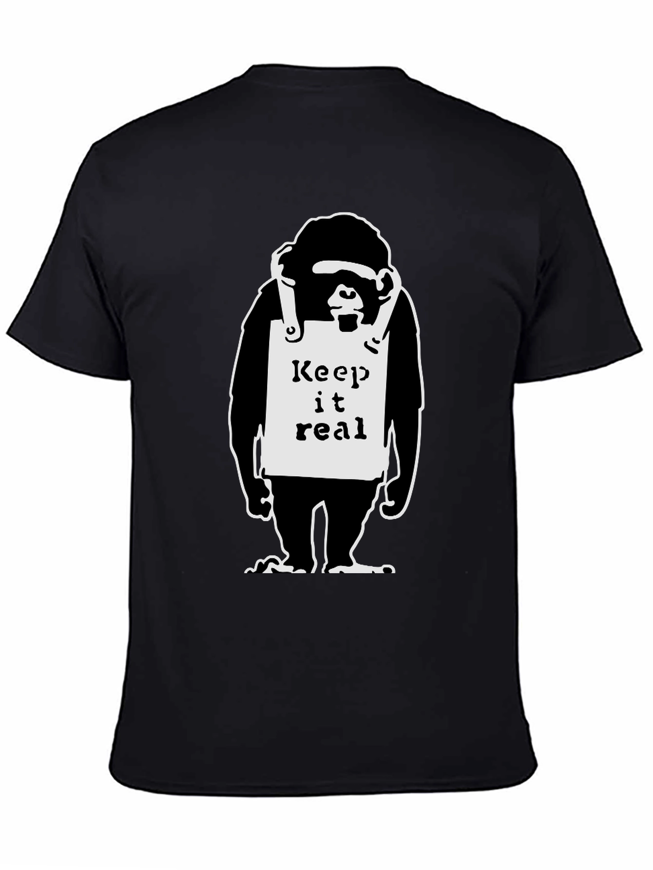 Keep it Real Monkey Graphic Black T-Shirt