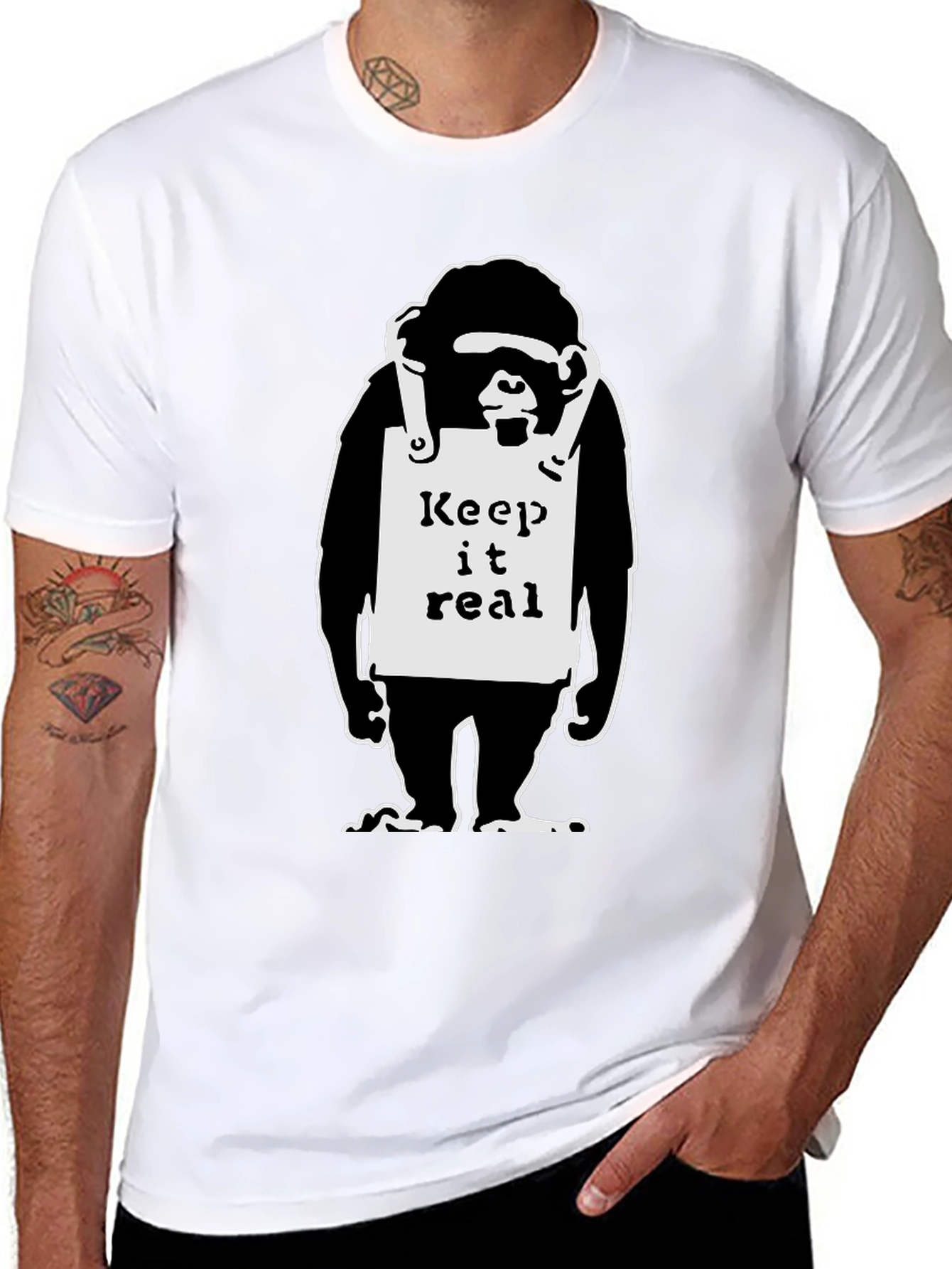 Keep it Real Monkey Graphic Black T-Shirt
