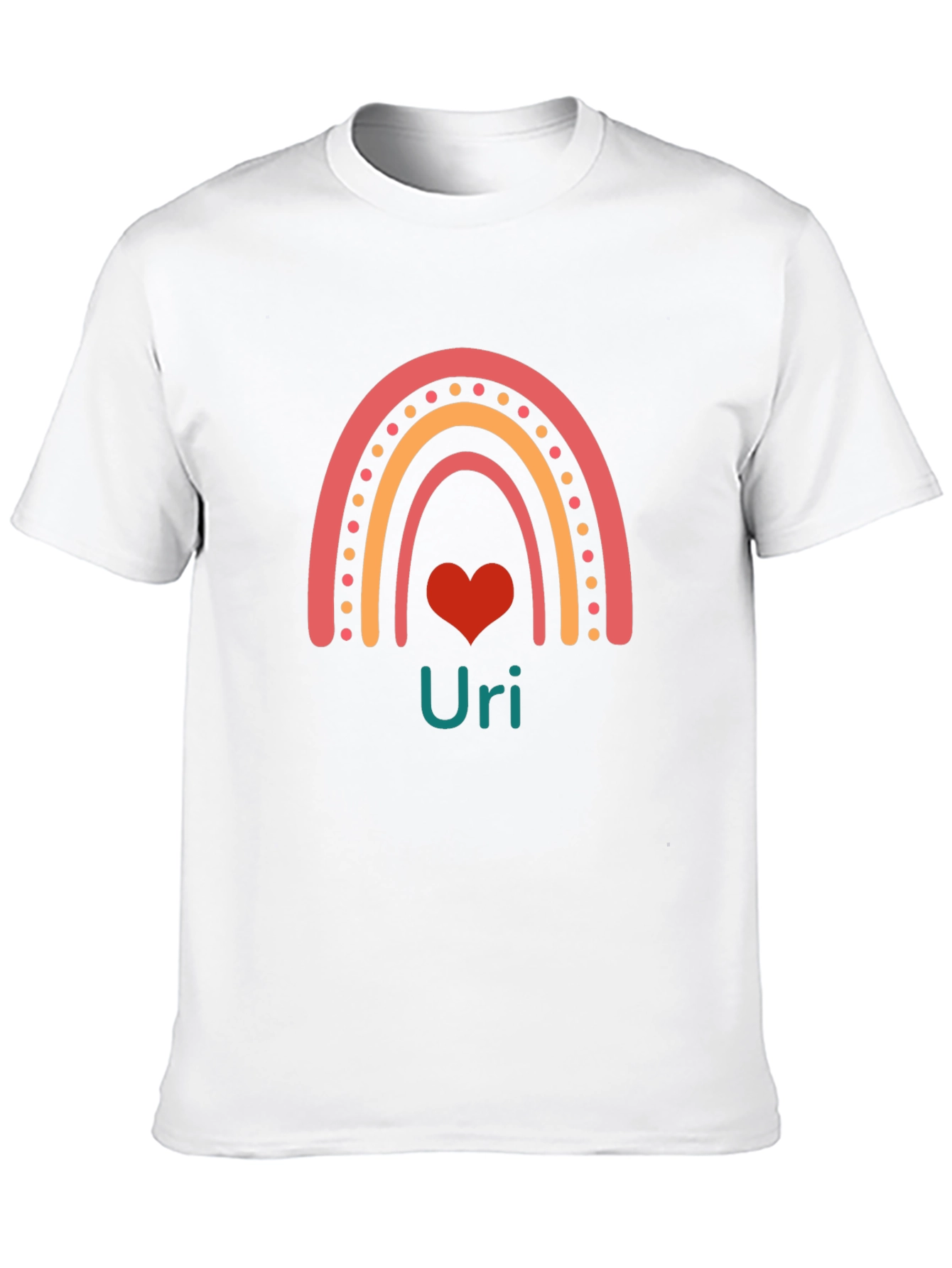 Rainbow Uri Heart Graphic T-Shirt