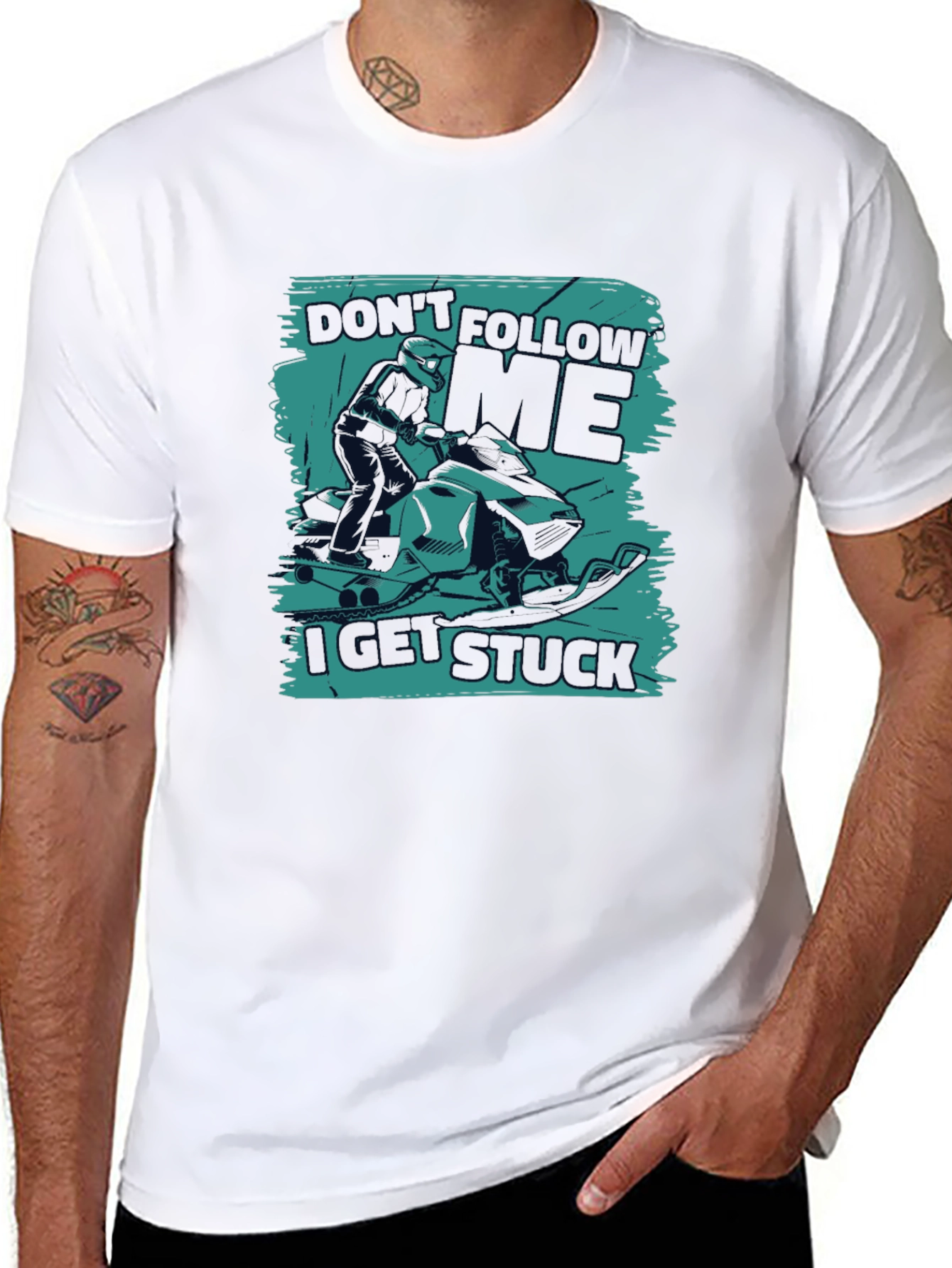 Dont Follow Me I Get Stuck Snowmobile T-Shirt
