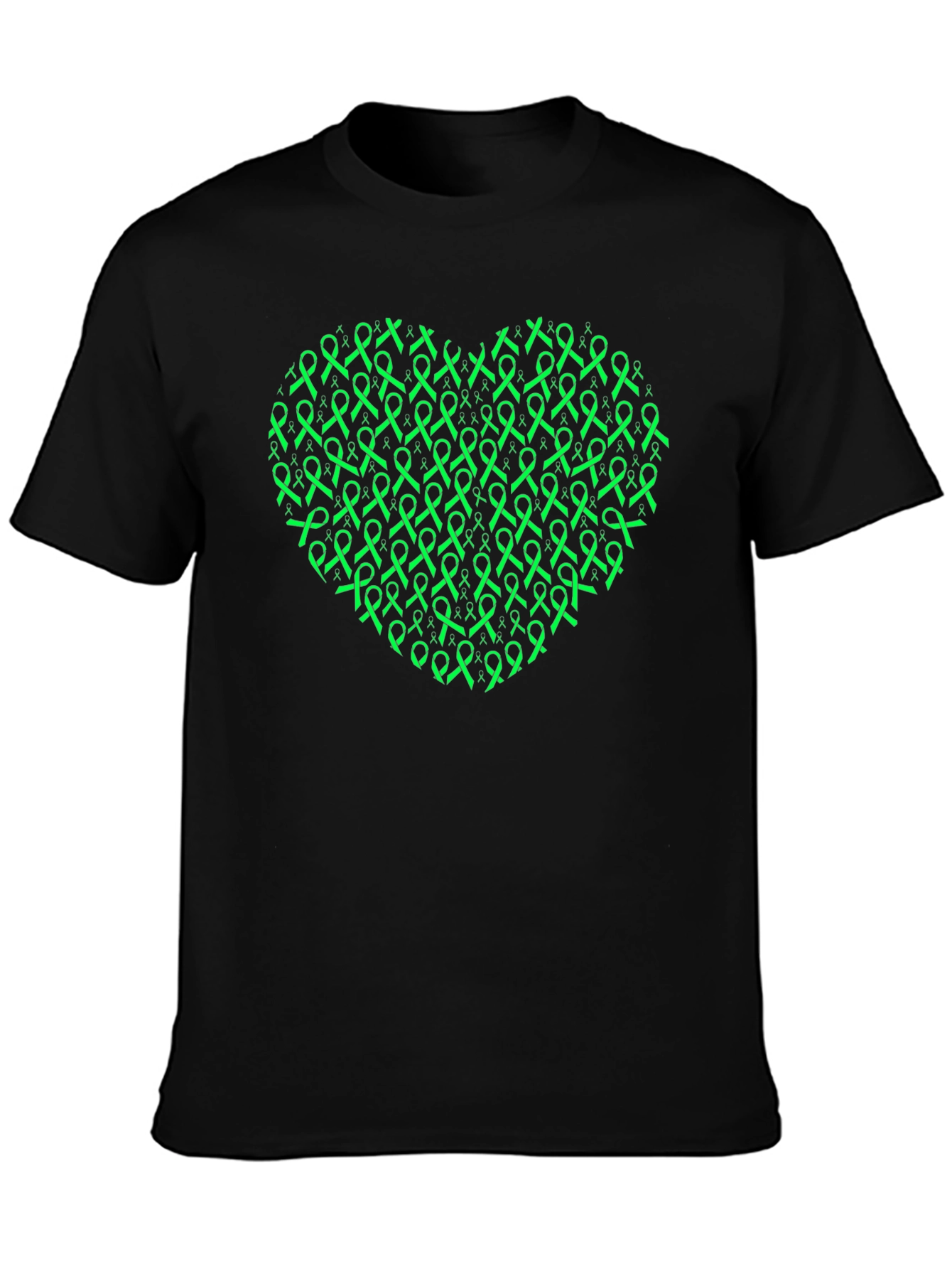 Green Ribbon Heart Graphic T-Shirt