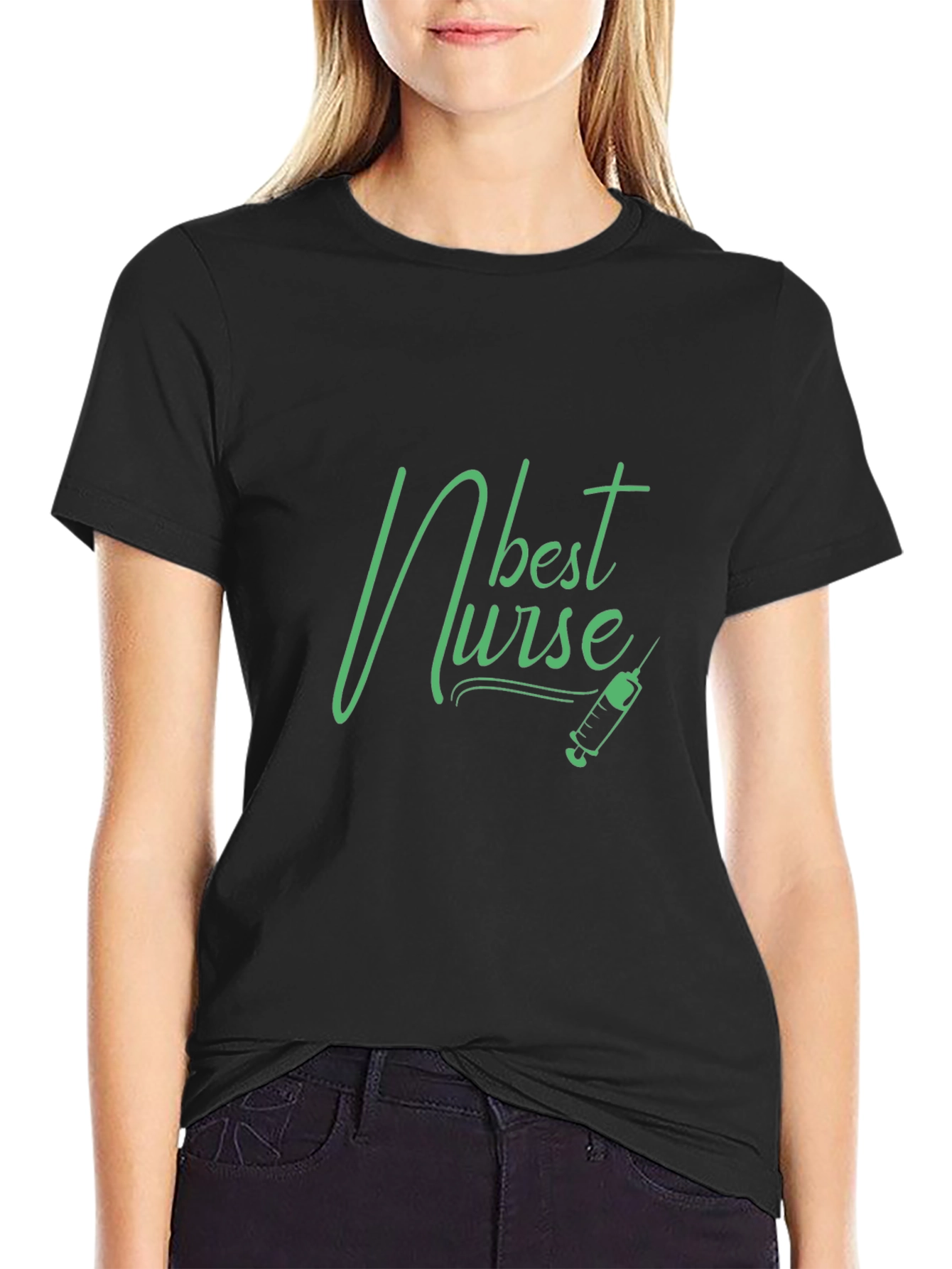 Best Nurse Graphic T-Shirt - Black Crew Neck Tee