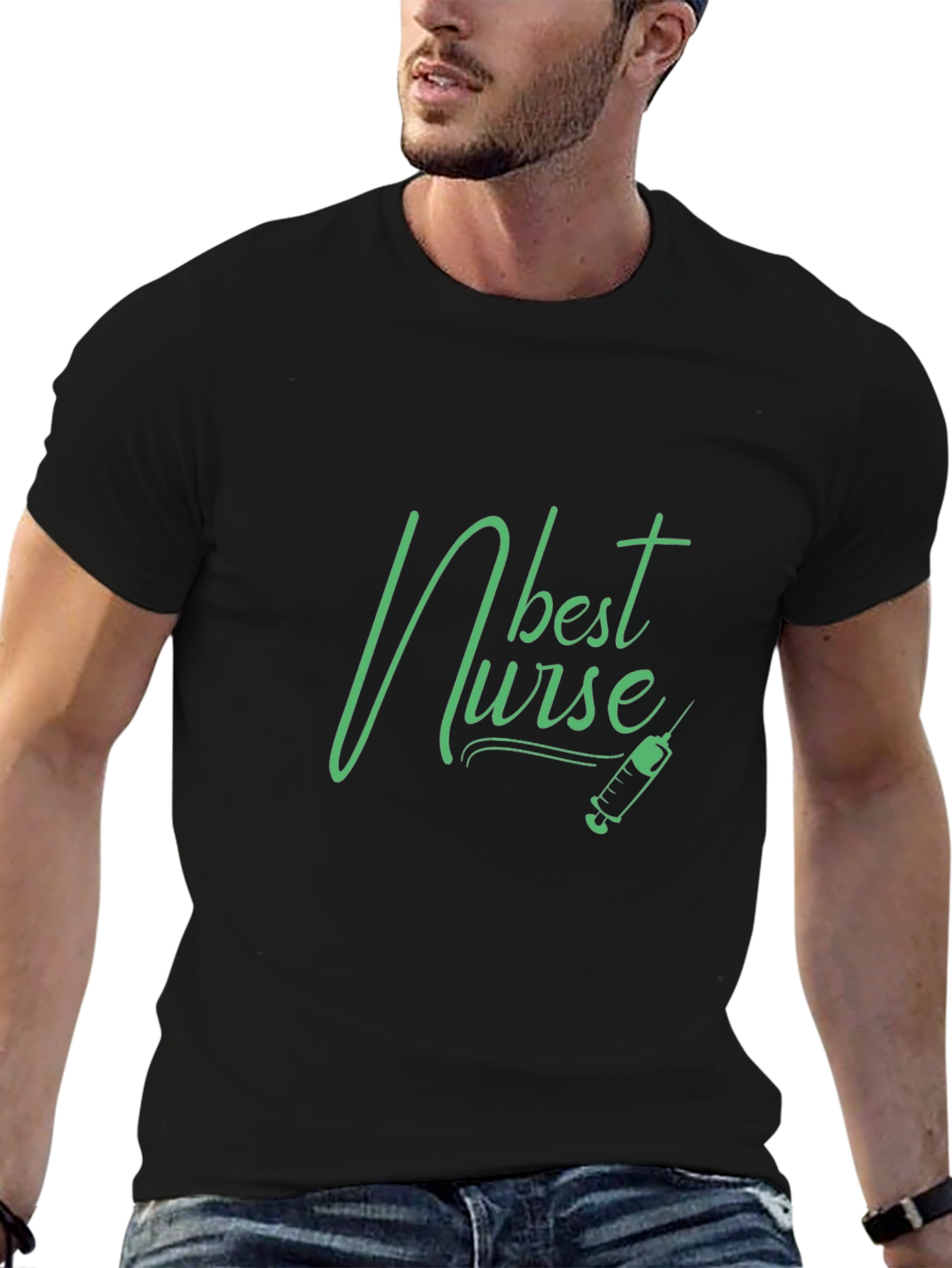 Best Nurse Graphic T-Shirt - Black Crew Neck Tee