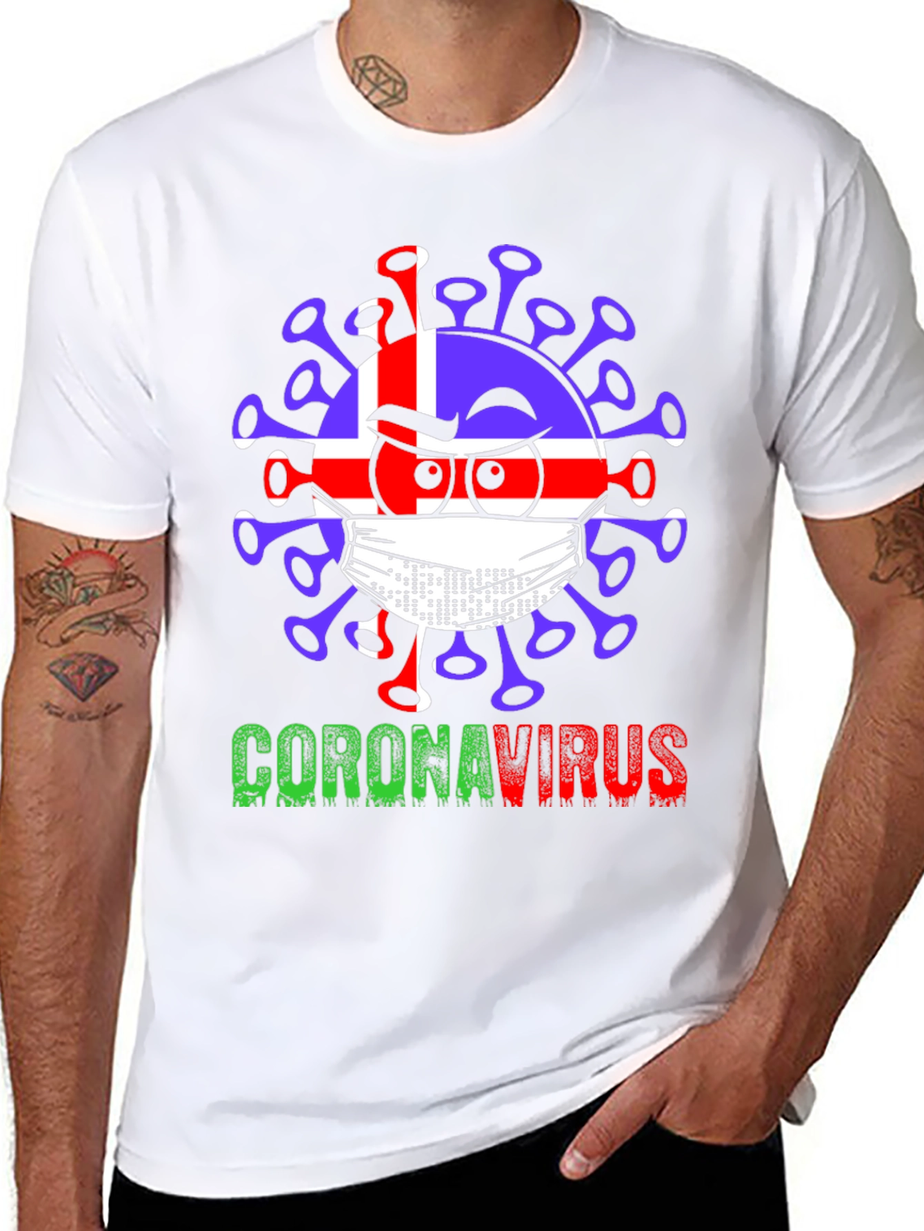 Iceland Flag Coronavirus Graphic T-Shirt