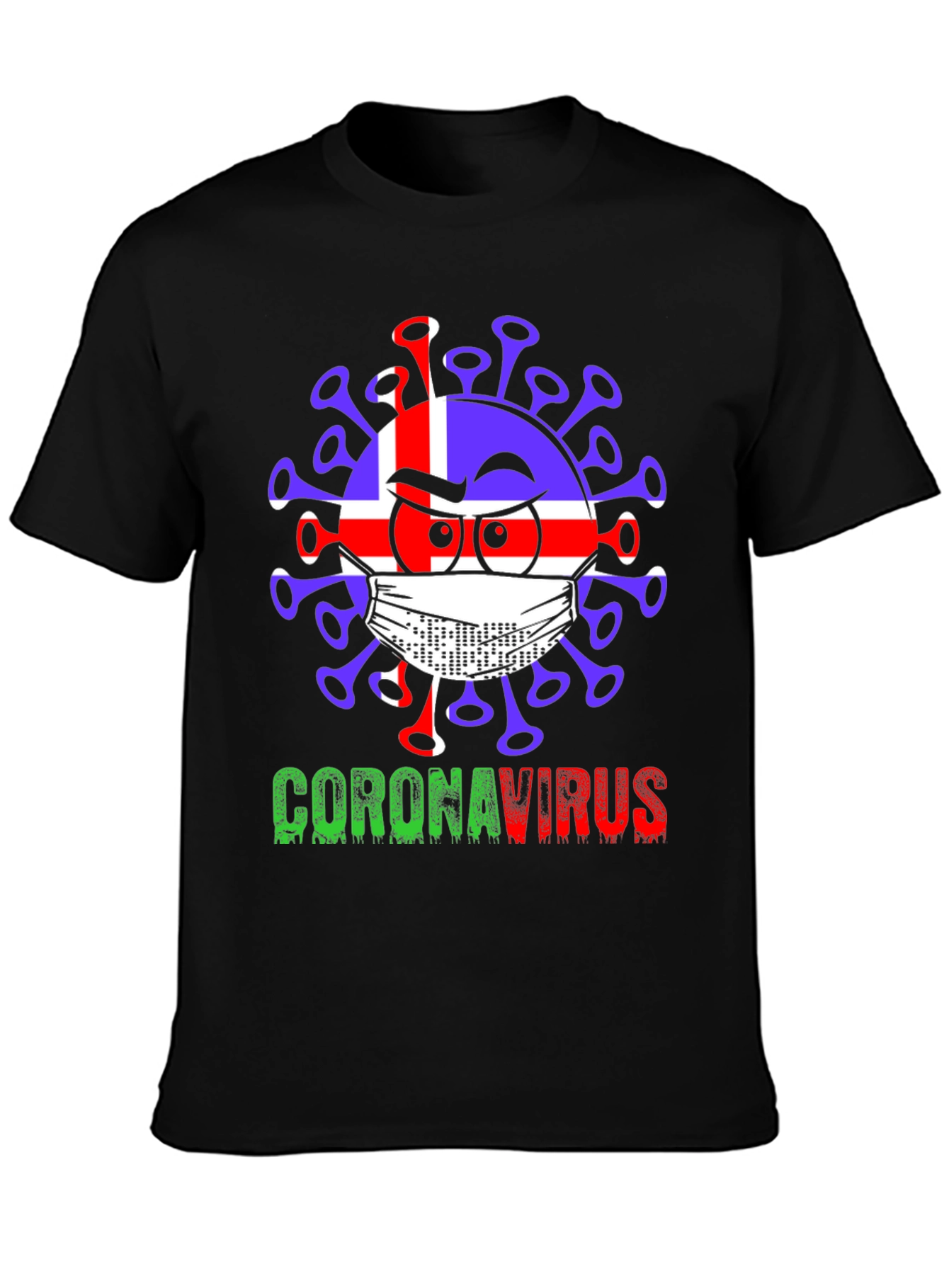 Iceland Flag Coronavirus Graphic T-Shirt
