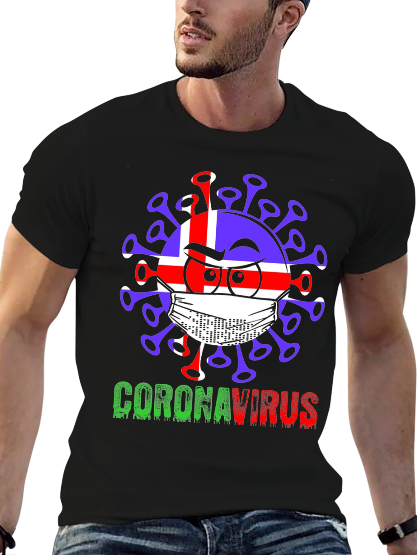 Iceland Flag Coronavirus Graphic T-Shirt