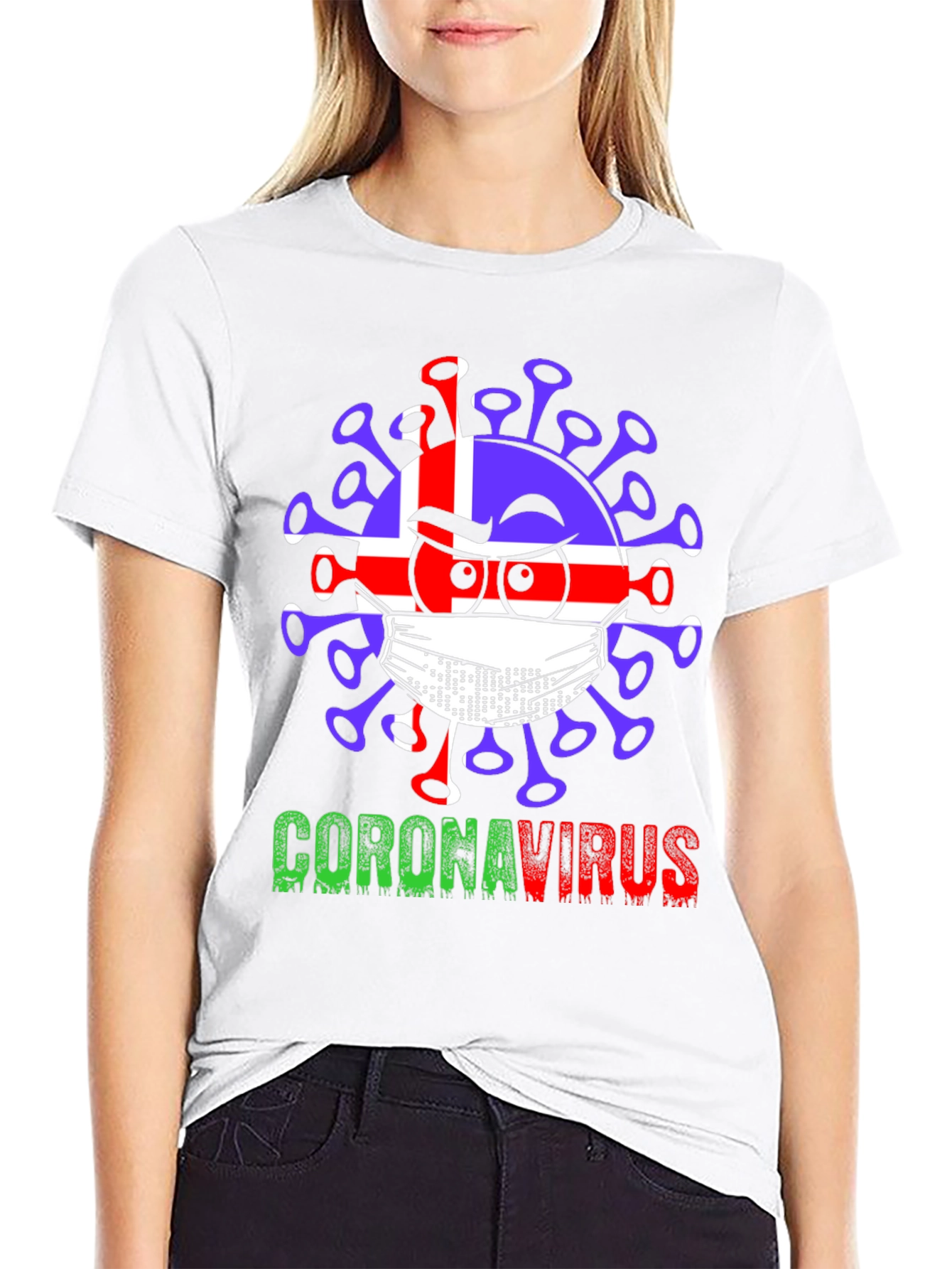Iceland Flag Coronavirus Graphic T-Shirt