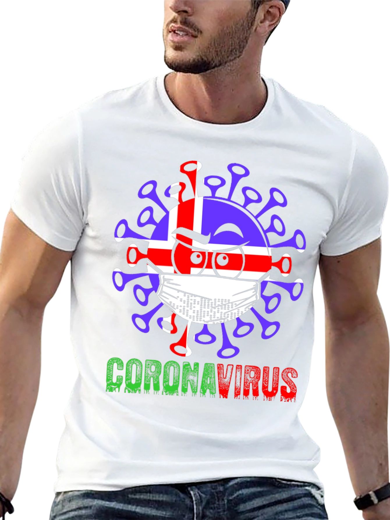 Iceland Flag Coronavirus Graphic T-Shirt