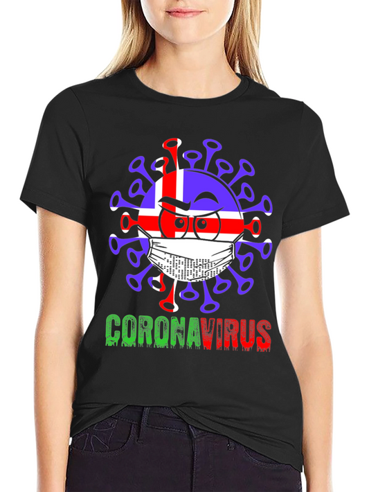 Iceland Flag Coronavirus Graphic T-Shirt
