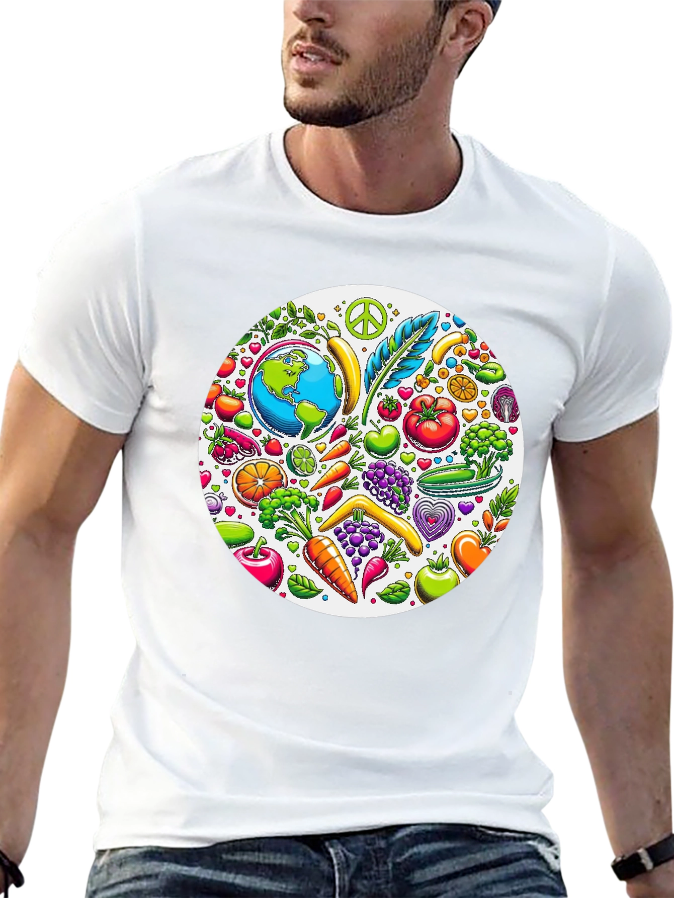 Vegan Earth Graphic Tee - Black