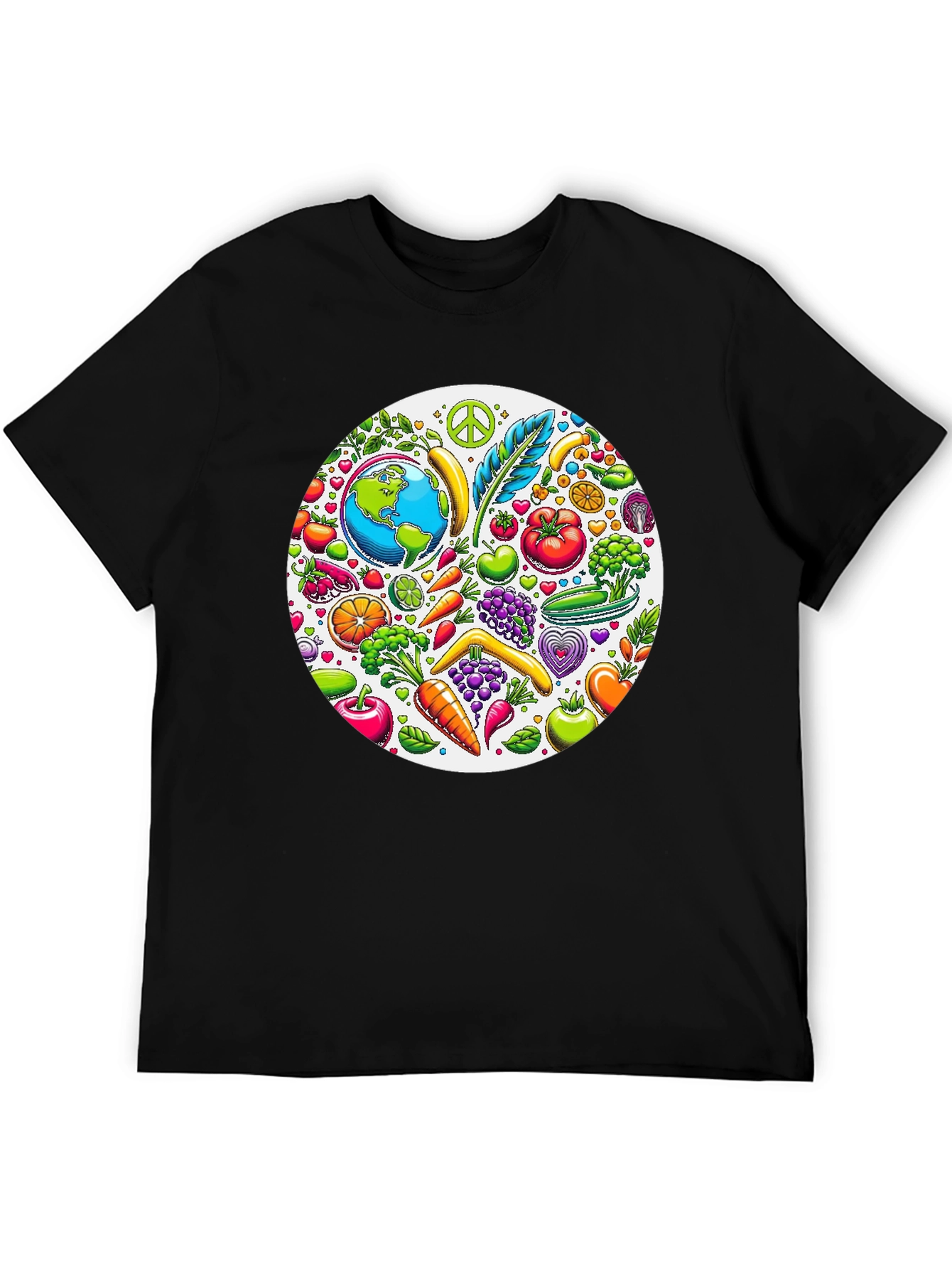 Vegan Earth Graphic Tee - Black