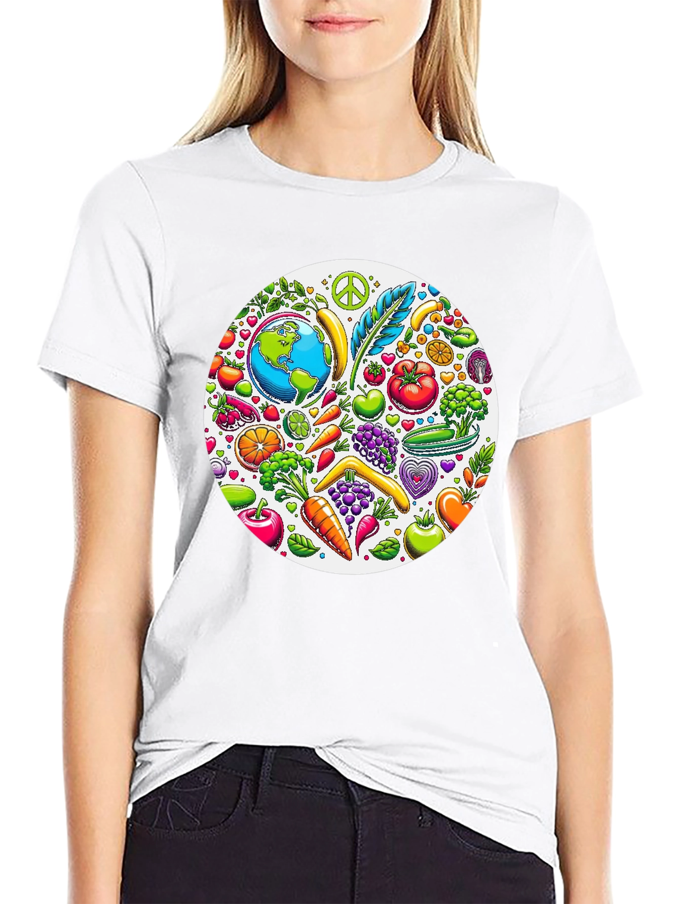 Vegan Earth Graphic Tee - Black