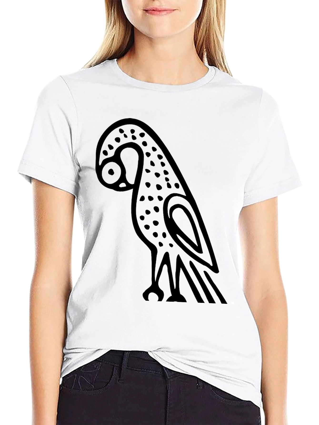 Black T-Shirt with Owl Graphic