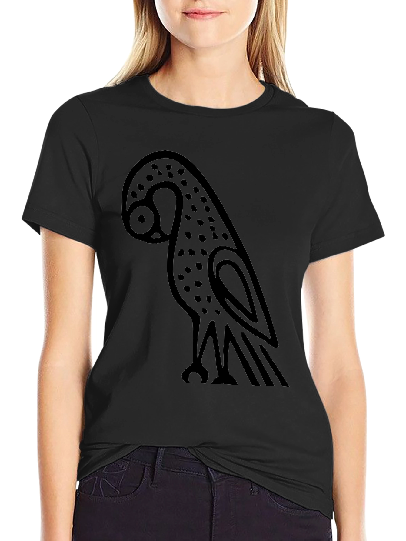 Black T-Shirt with Owl Graphic
