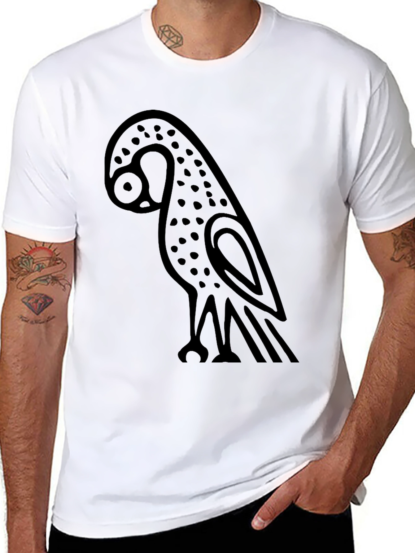 Black T-Shirt with Owl Graphic