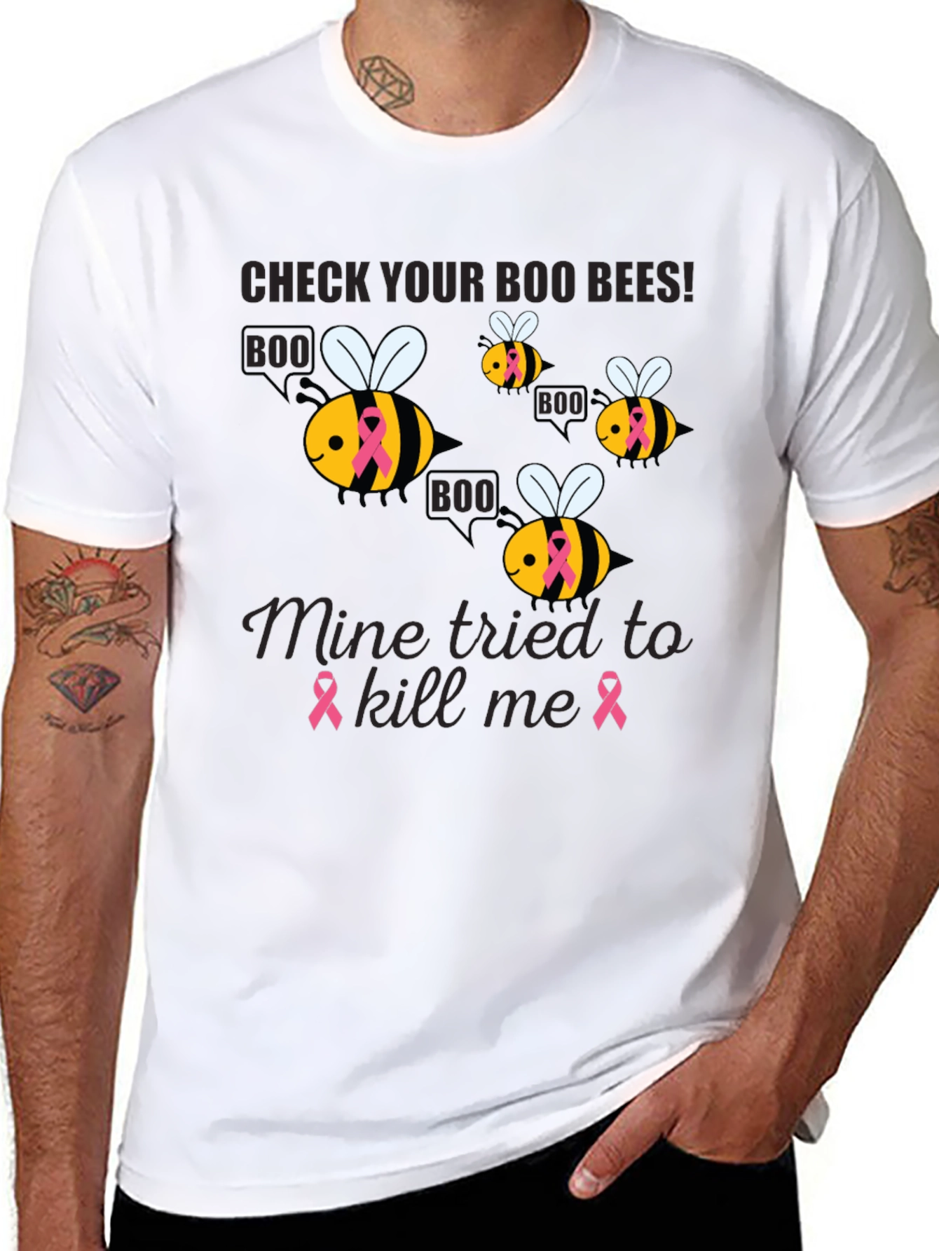 Boo Bees Breast Cancer Awareness T-Shirt