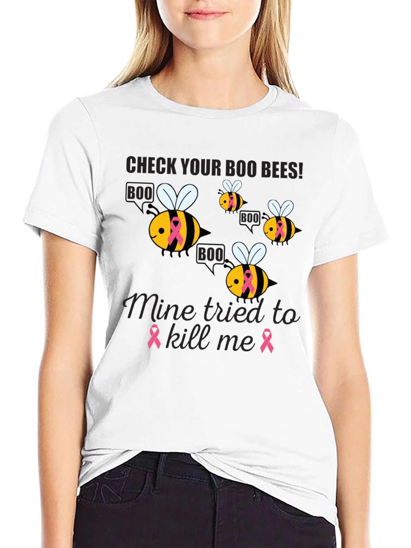 Boo Bees Breast Cancer Awareness T-Shirt
