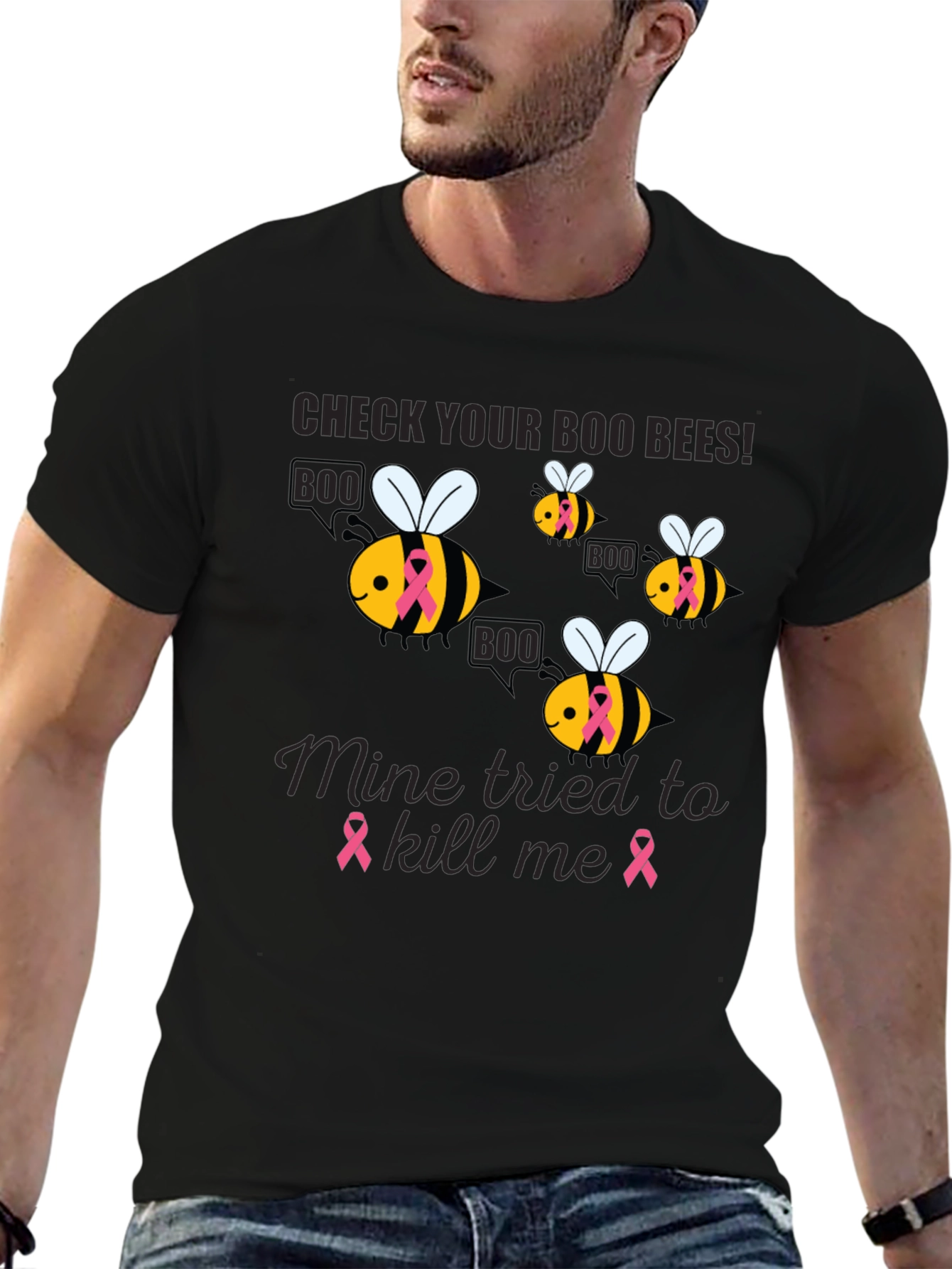 Boo Bees Breast Cancer Awareness T-Shirt