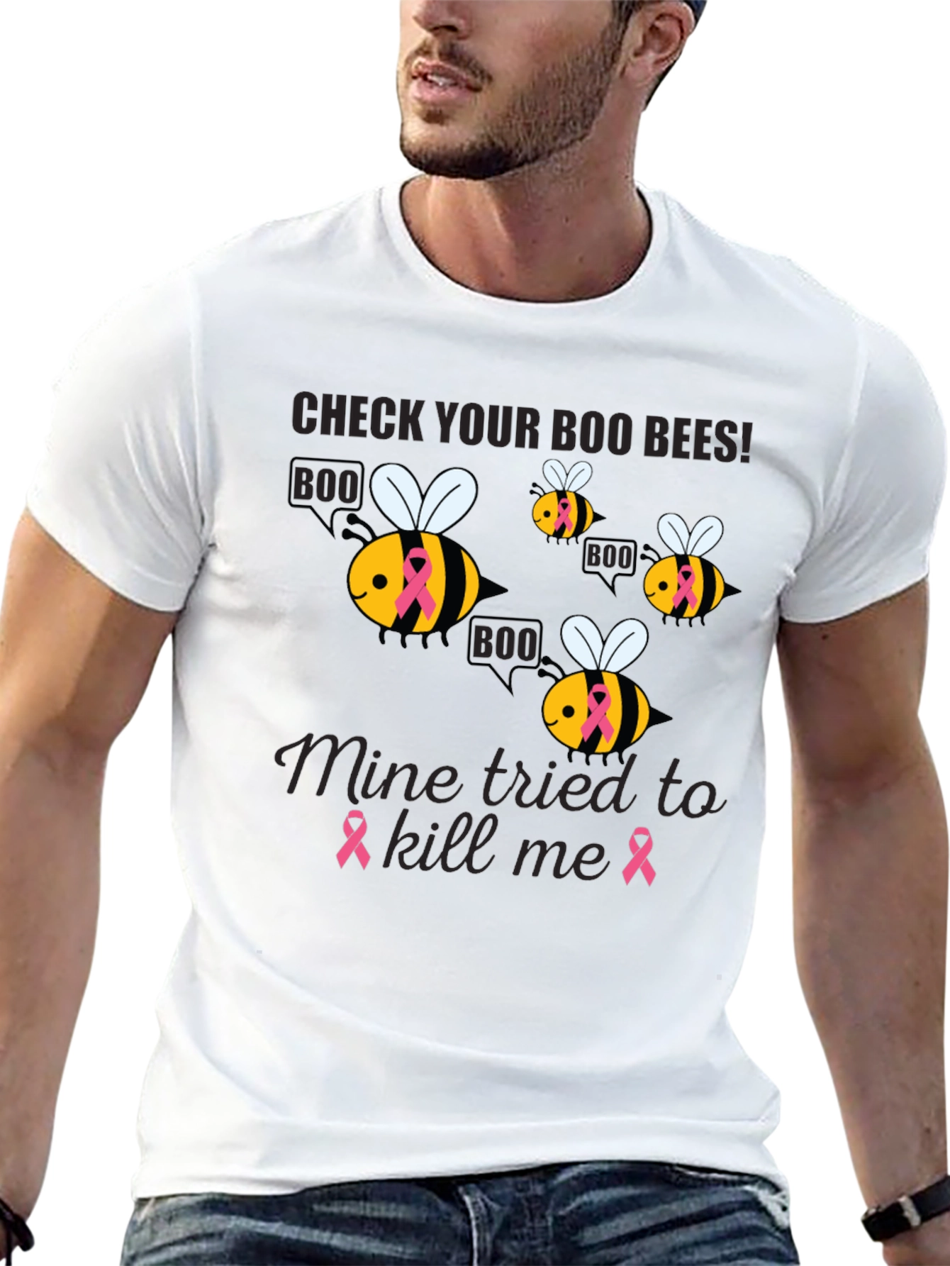 Boo Bees Breast Cancer Awareness T-Shirt